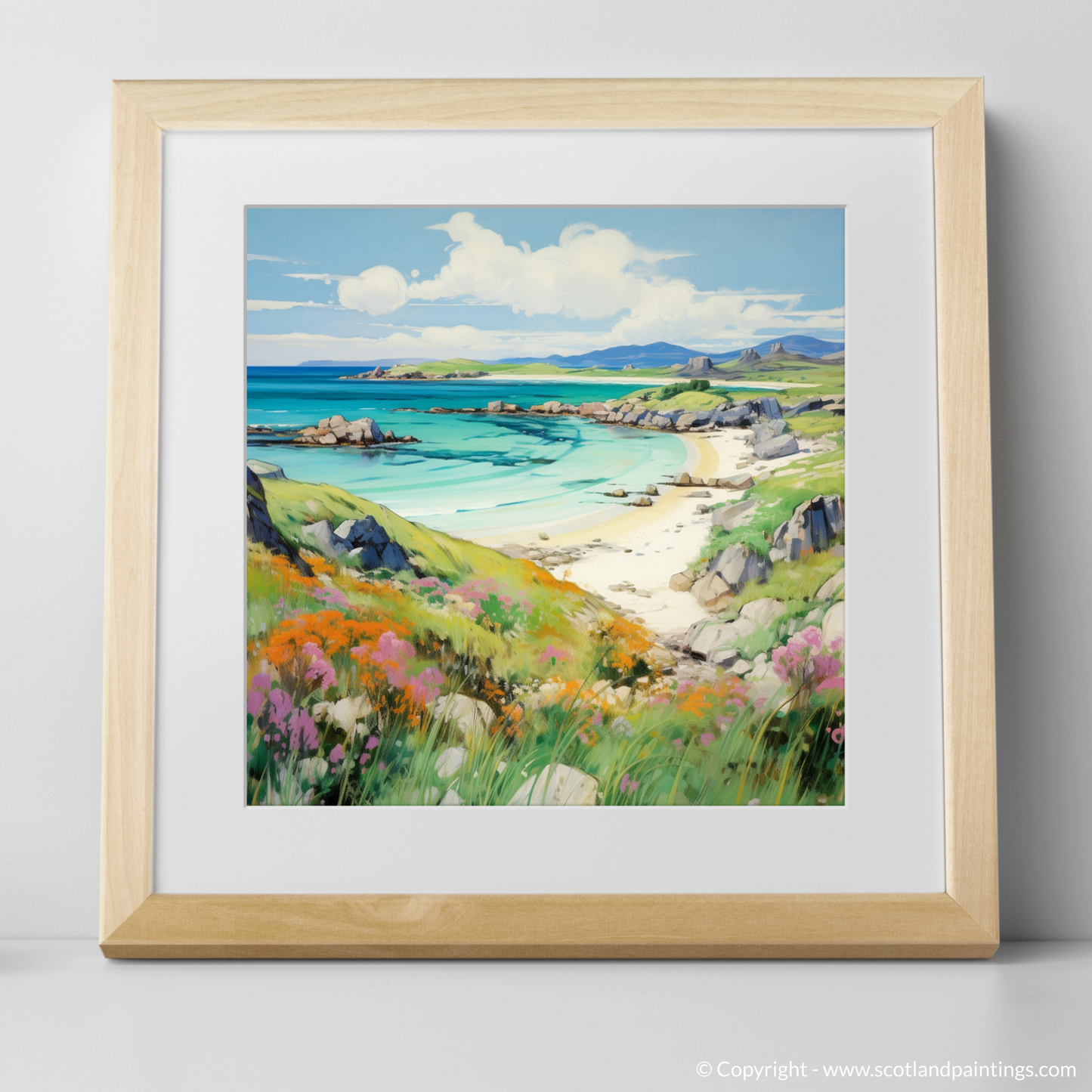 Art Print of Isle of Iona, Inner Hebrides in summer with a natural frame