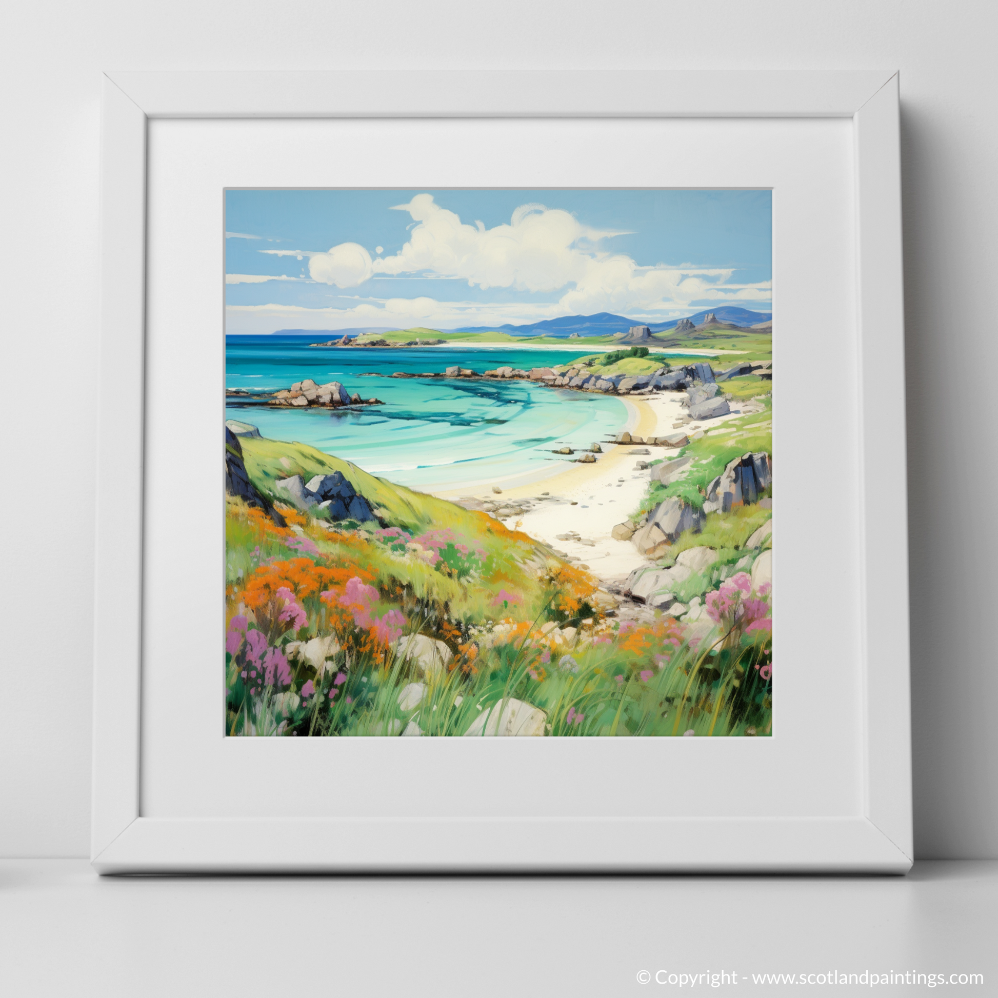 Art Print of Isle of Iona, Inner Hebrides in summer with a white frame