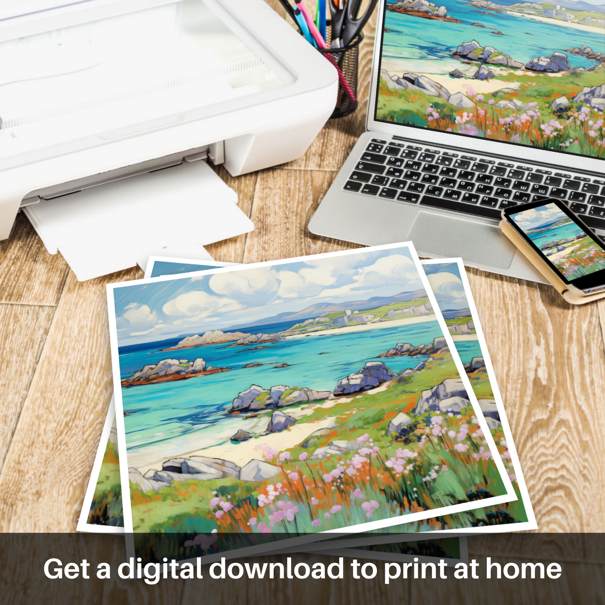 Downloadable and printable picture of Isle of Iona, Inner Hebrides in summer