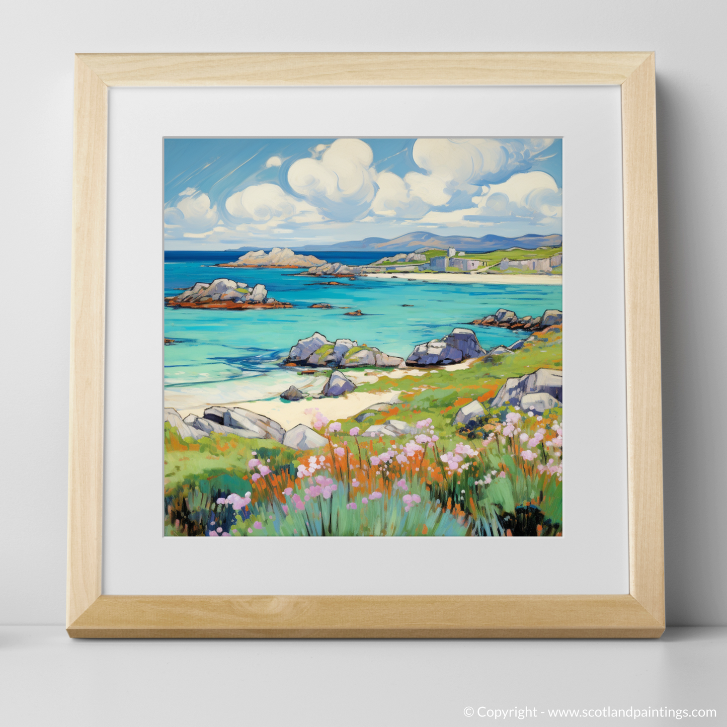 Art Print of Isle of Iona, Inner Hebrides in summer with a natural frame