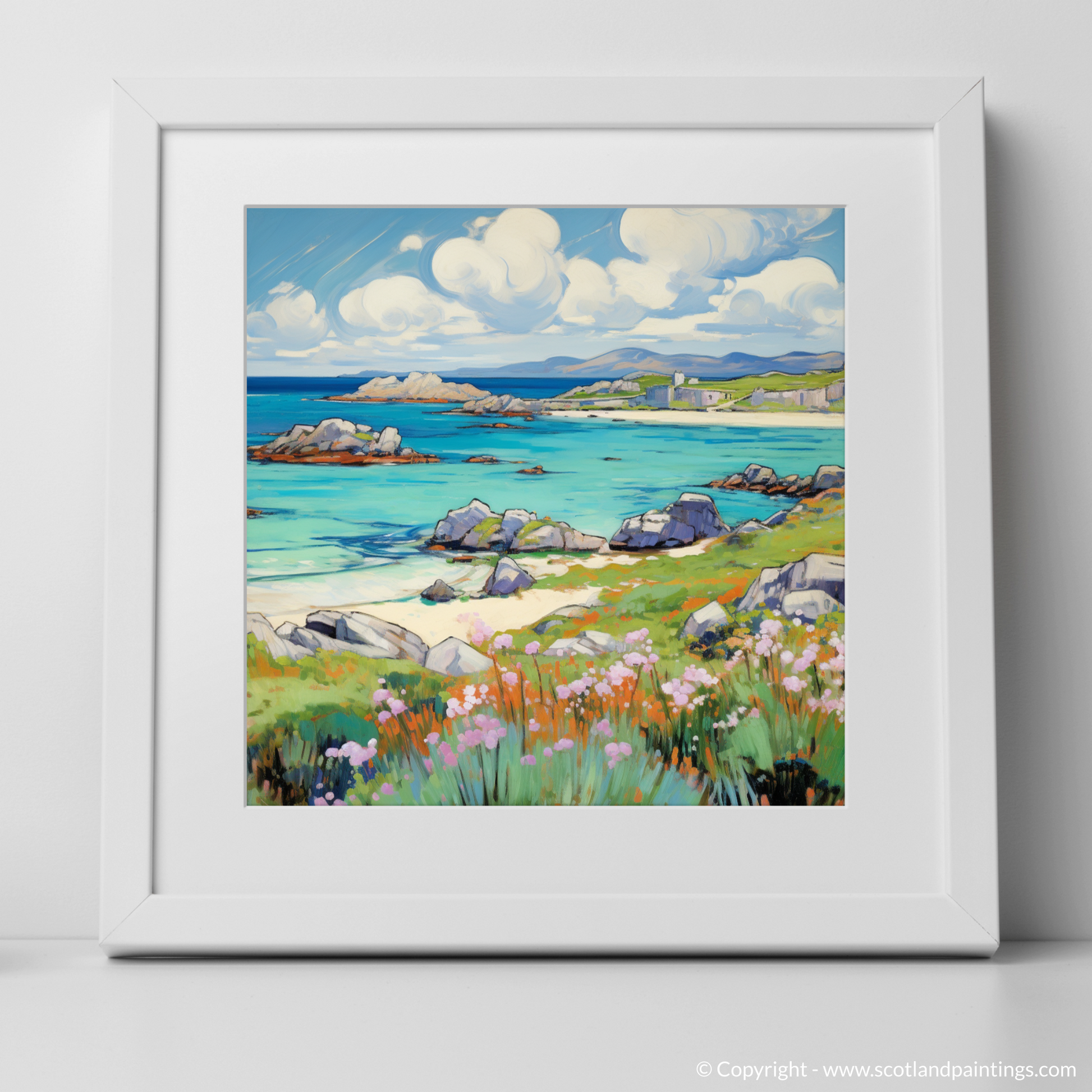 Art Print of Isle of Iona, Inner Hebrides in summer with a white frame