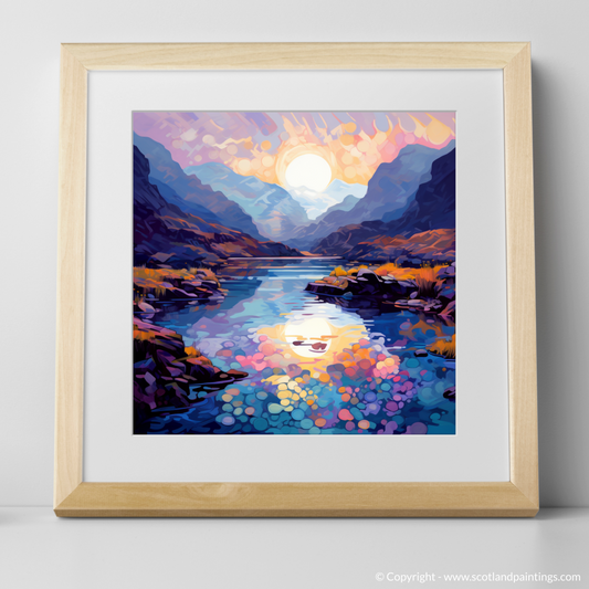 Art Print of Isle of Skye Fairy Pools at dusk in summer with a natural frame