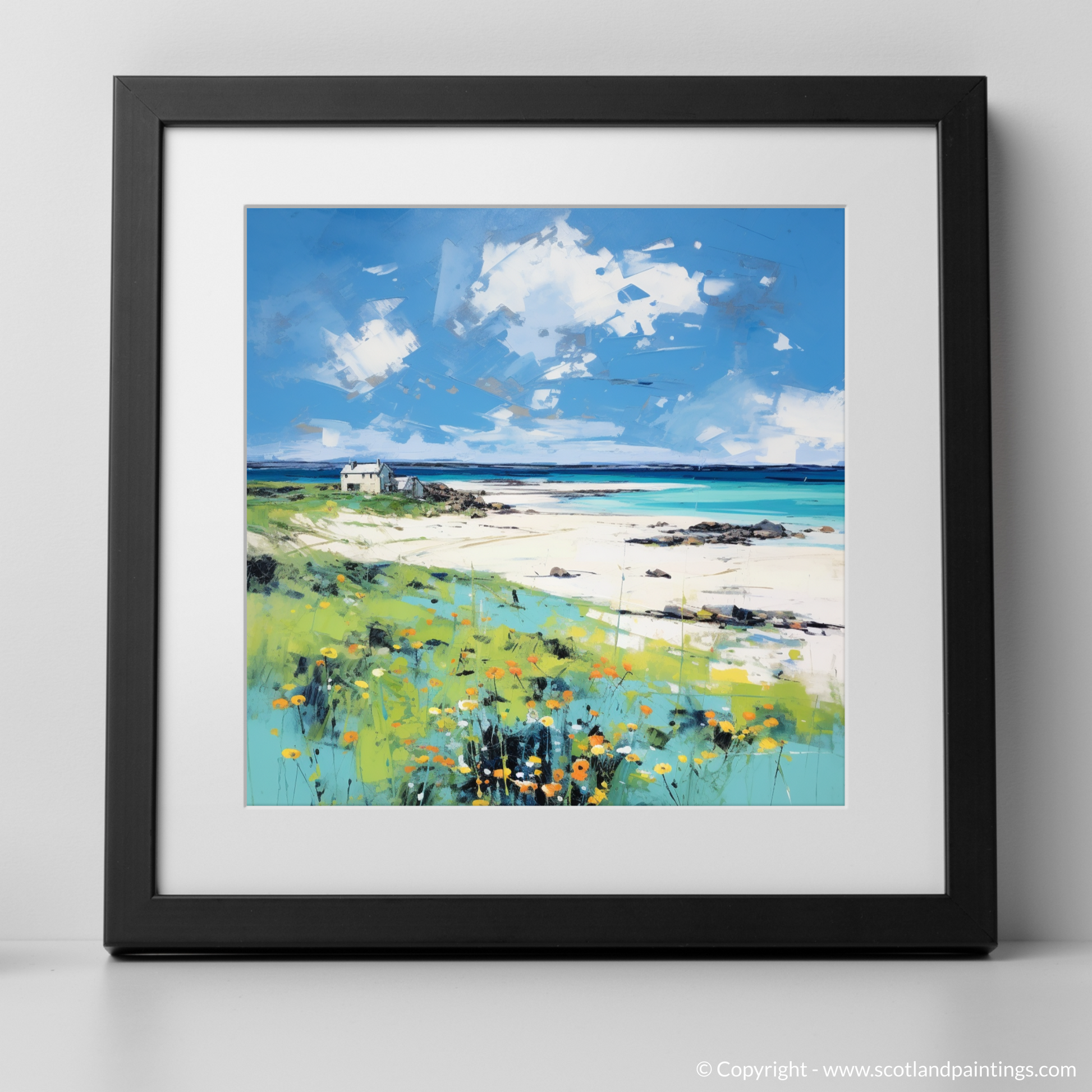 Art Print of Isle of Tiree, Inner Hebrides in summer with a black frame