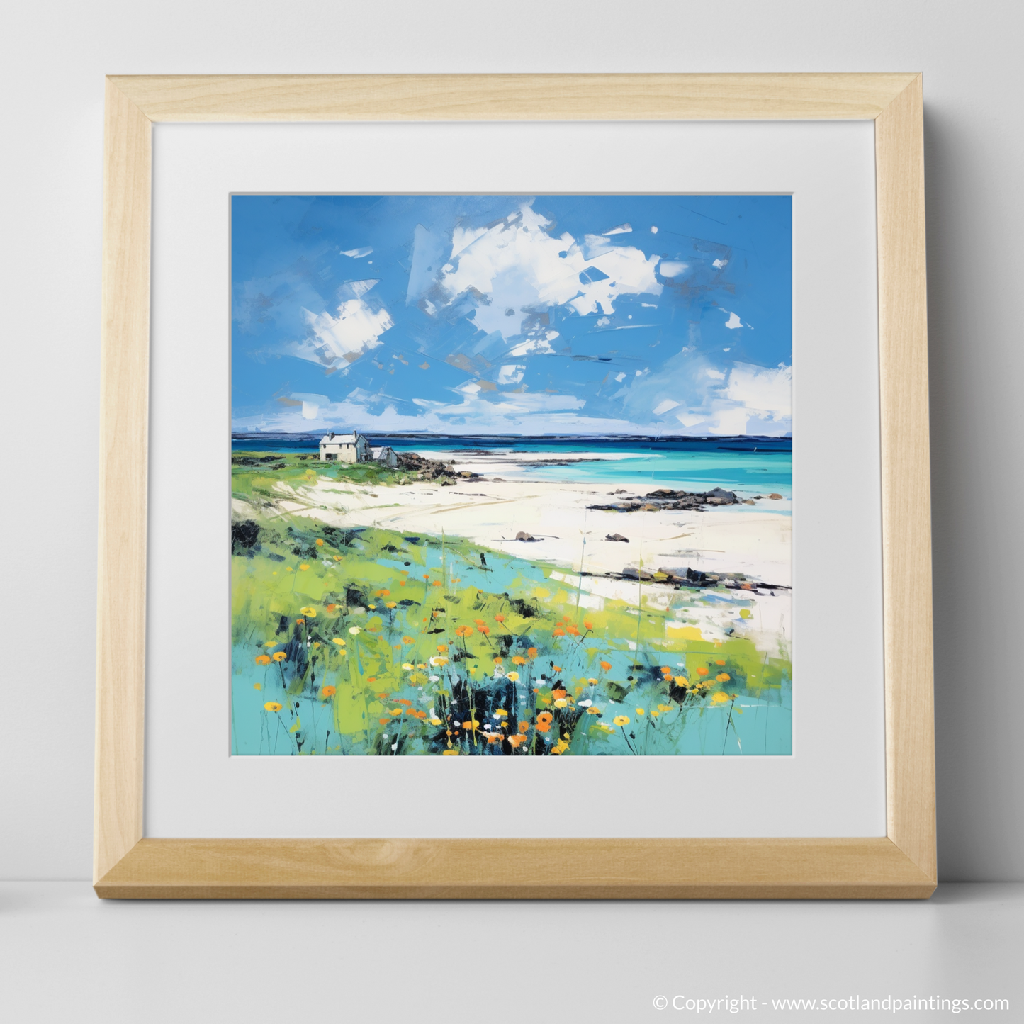 Art Print of Isle of Tiree, Inner Hebrides in summer with a natural frame