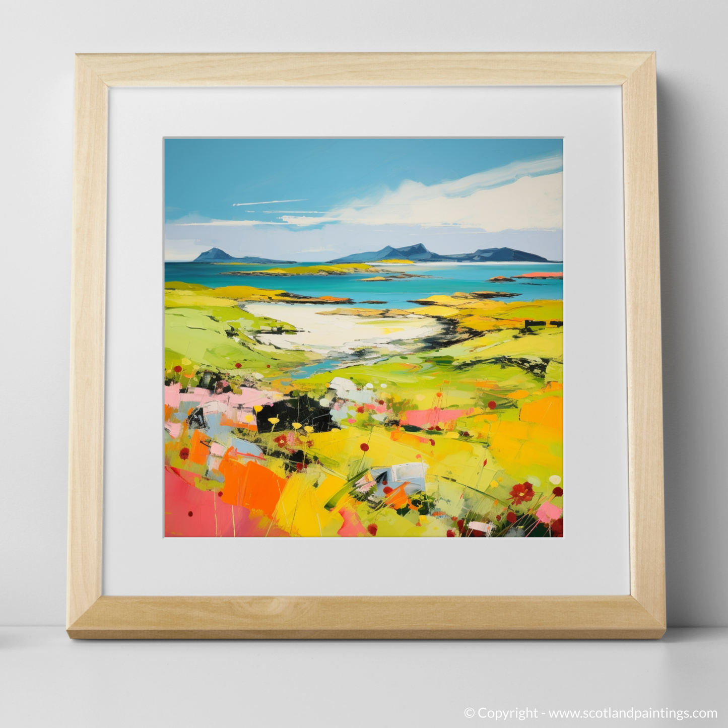 Art Print of Isle of Colonsay, Inner Hebrides in summer with a natural frame