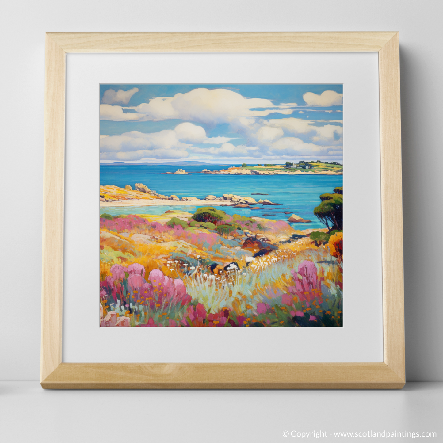 Art Print of Isle of Gigha, Inner Hebrides in summer with a natural frame