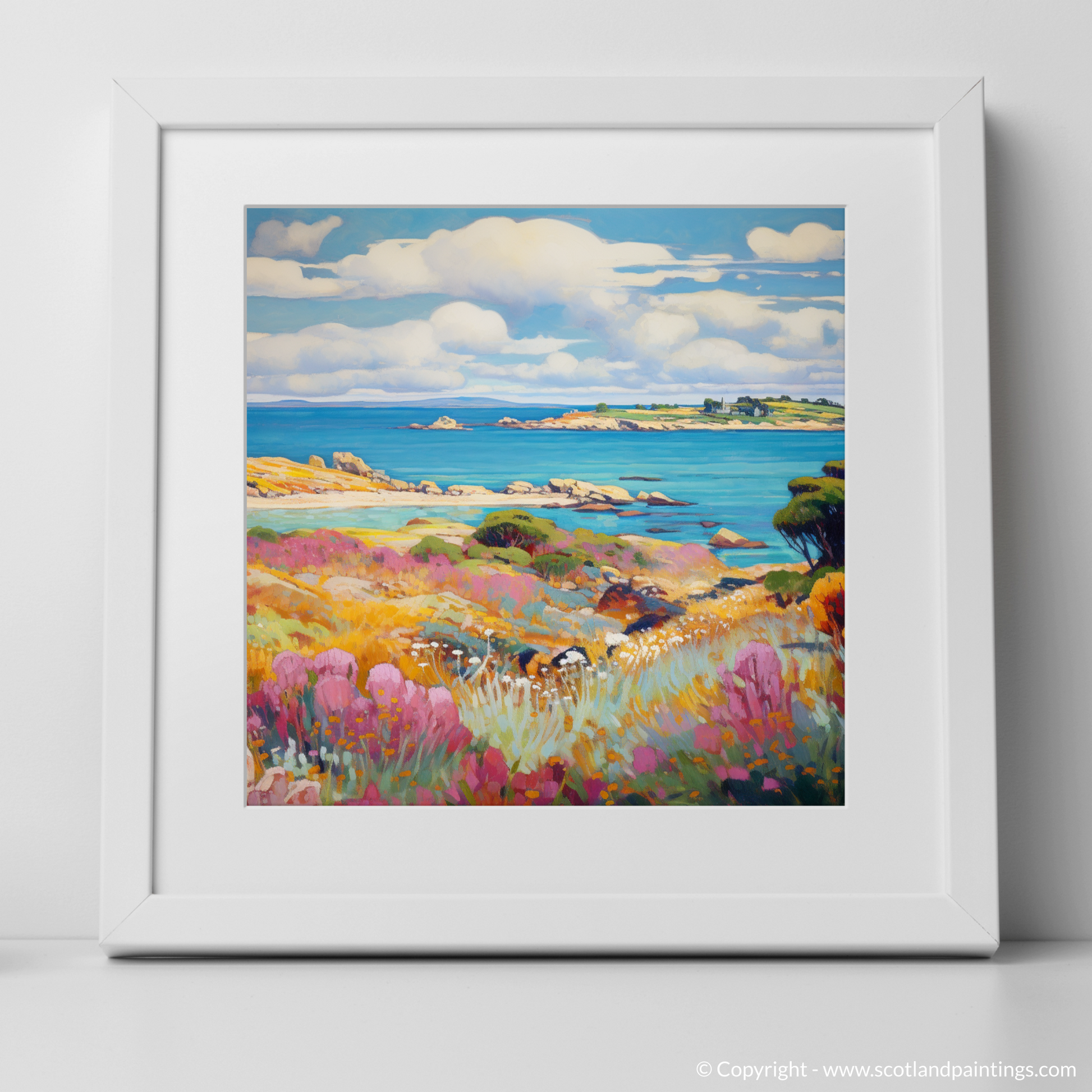 Art Print of Isle of Gigha, Inner Hebrides in summer with a white frame