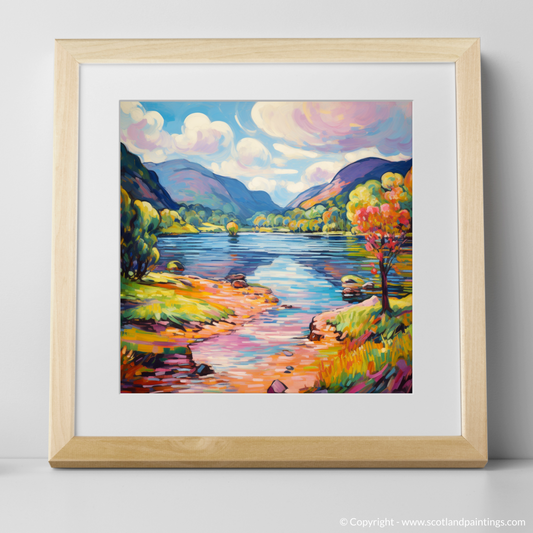 Art Print of Loch Voil in summer with a natural frame