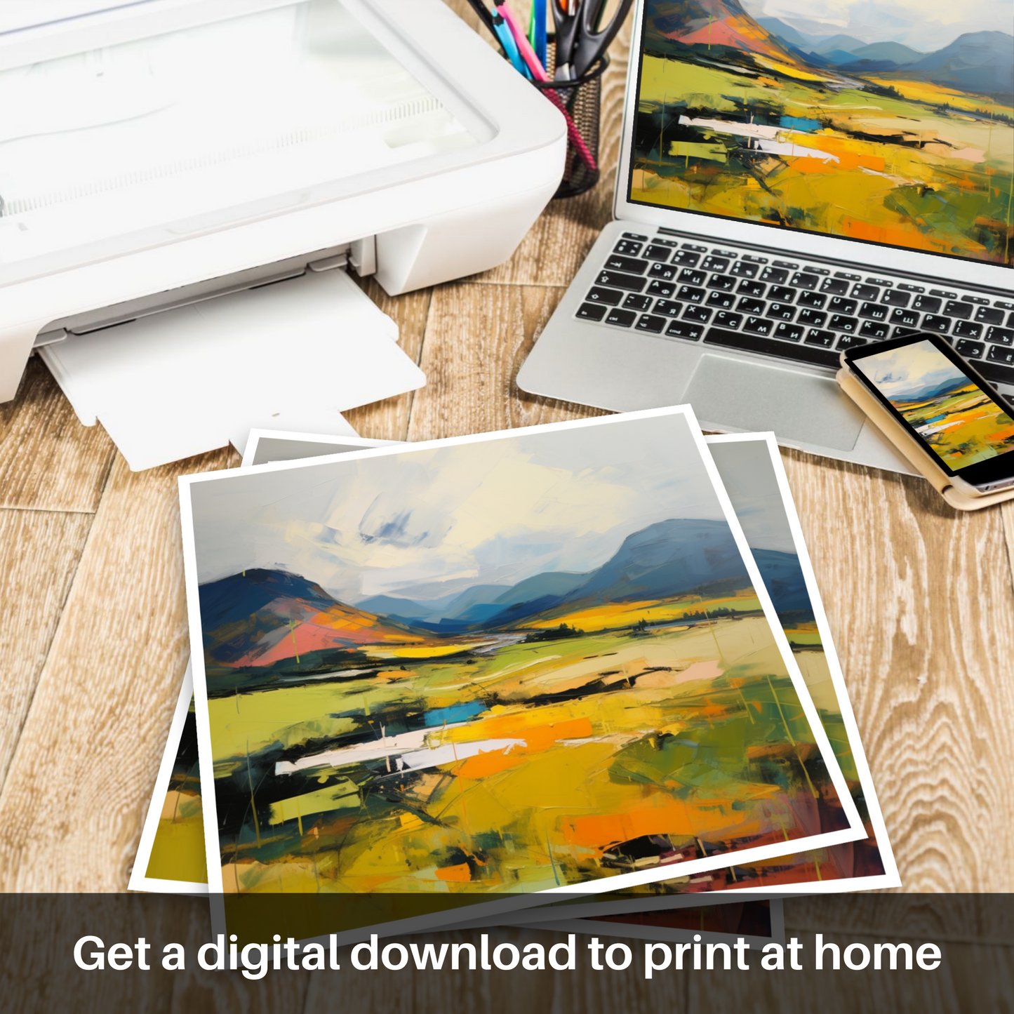 Downloadable and printable picture of Glen Garry, Highlands in summer