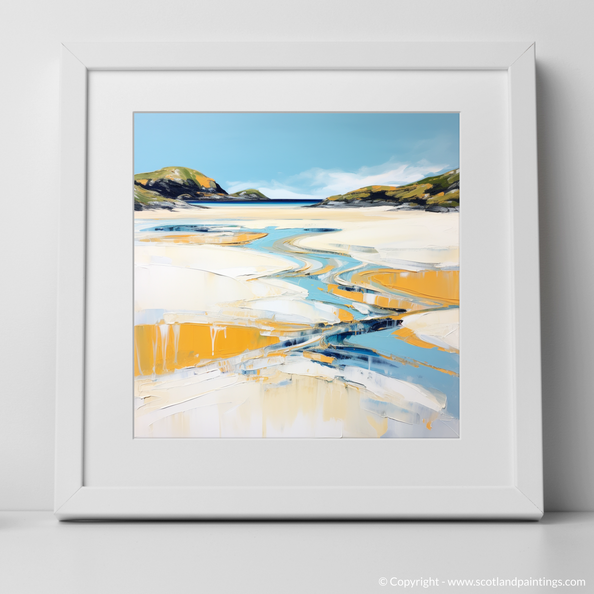 Art Print of Silver Sands of Morar in summer with a white frame