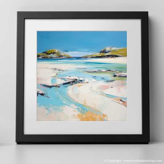 Art Print of Silver Sands of Morar in summer with a black frame