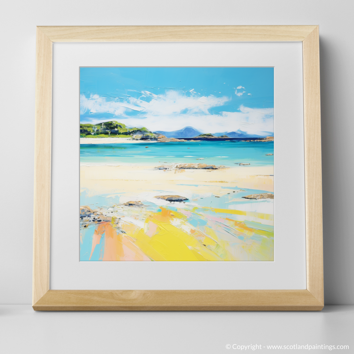 Art Print of Silver Sands of Morar in summer with a natural frame