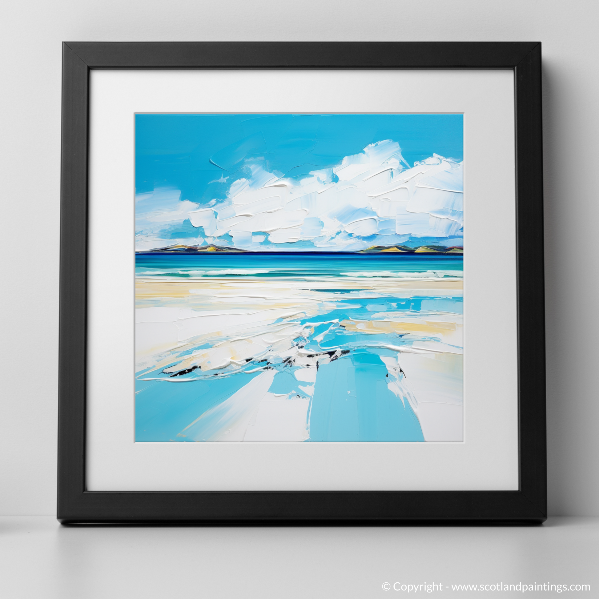 Art Print of Silver Sands of Morar in summer with a black frame