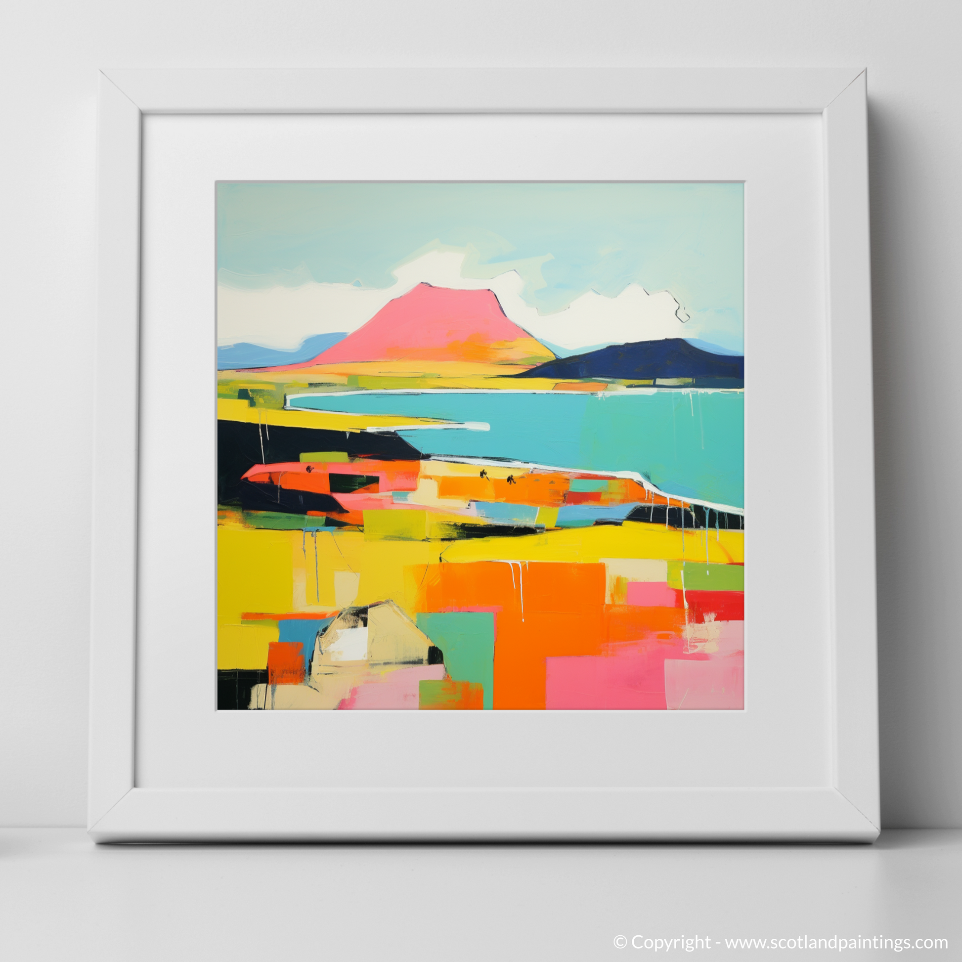 Art Print of Isle of Arran, Firth of Clyde in summer with a white frame
