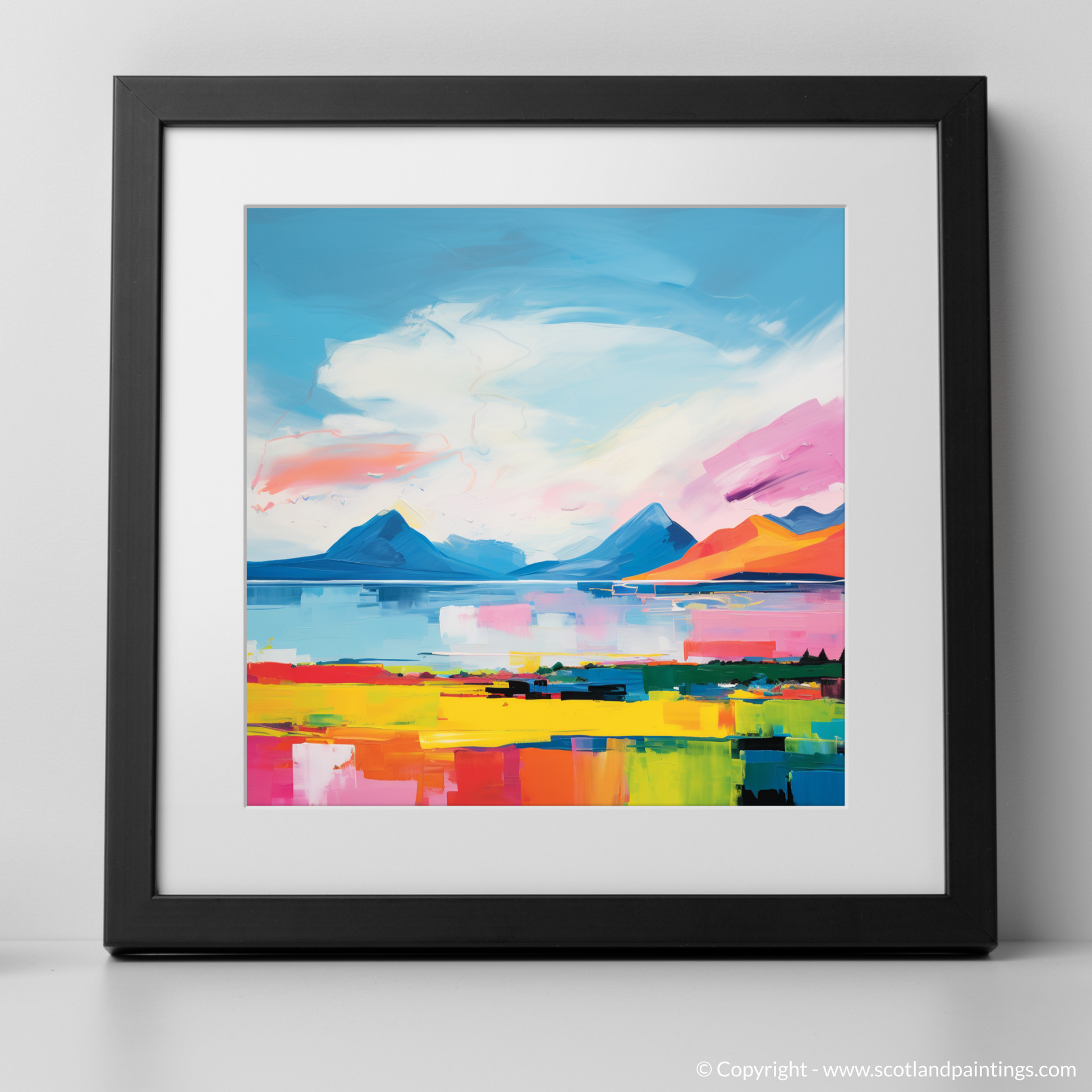 Art Print of Isle of Arran, Firth of Clyde in summer with a black frame