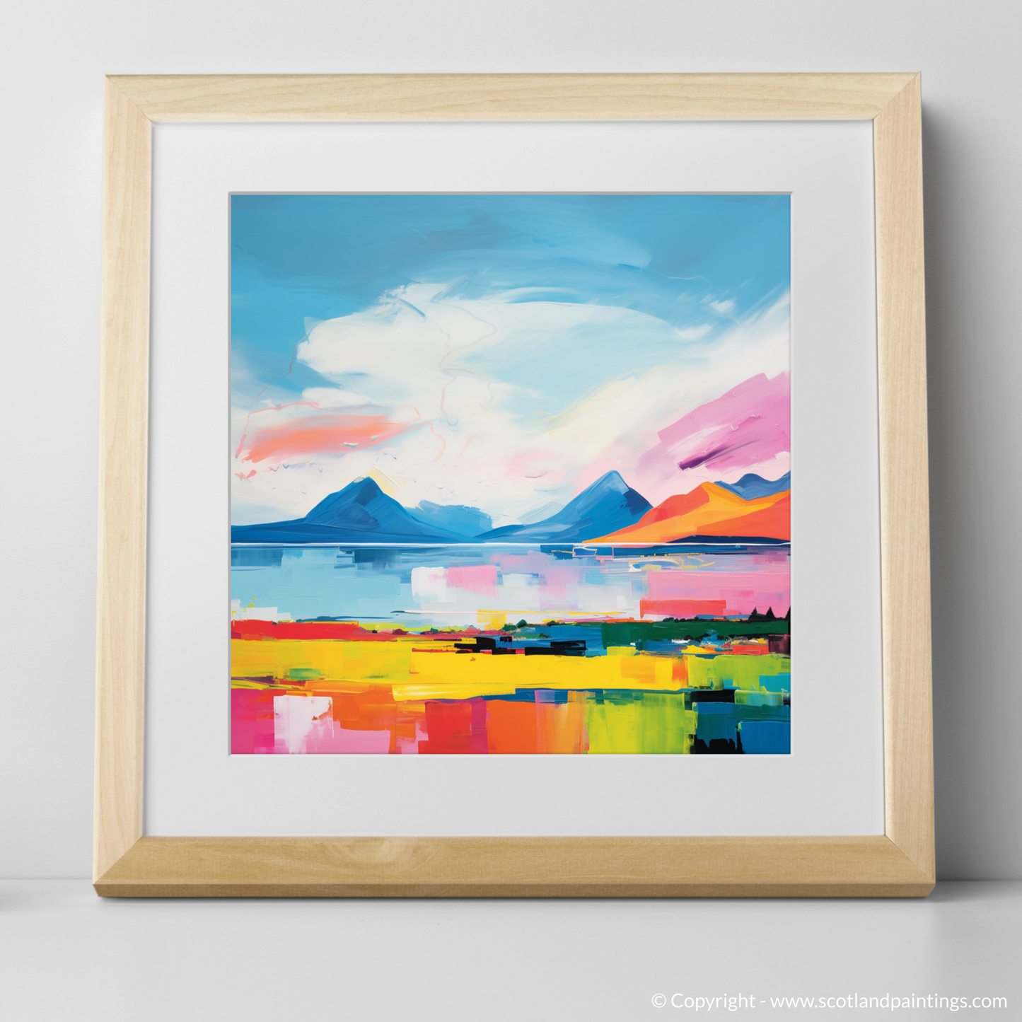 Art Print of Isle of Arran, Firth of Clyde in summer with a natural frame