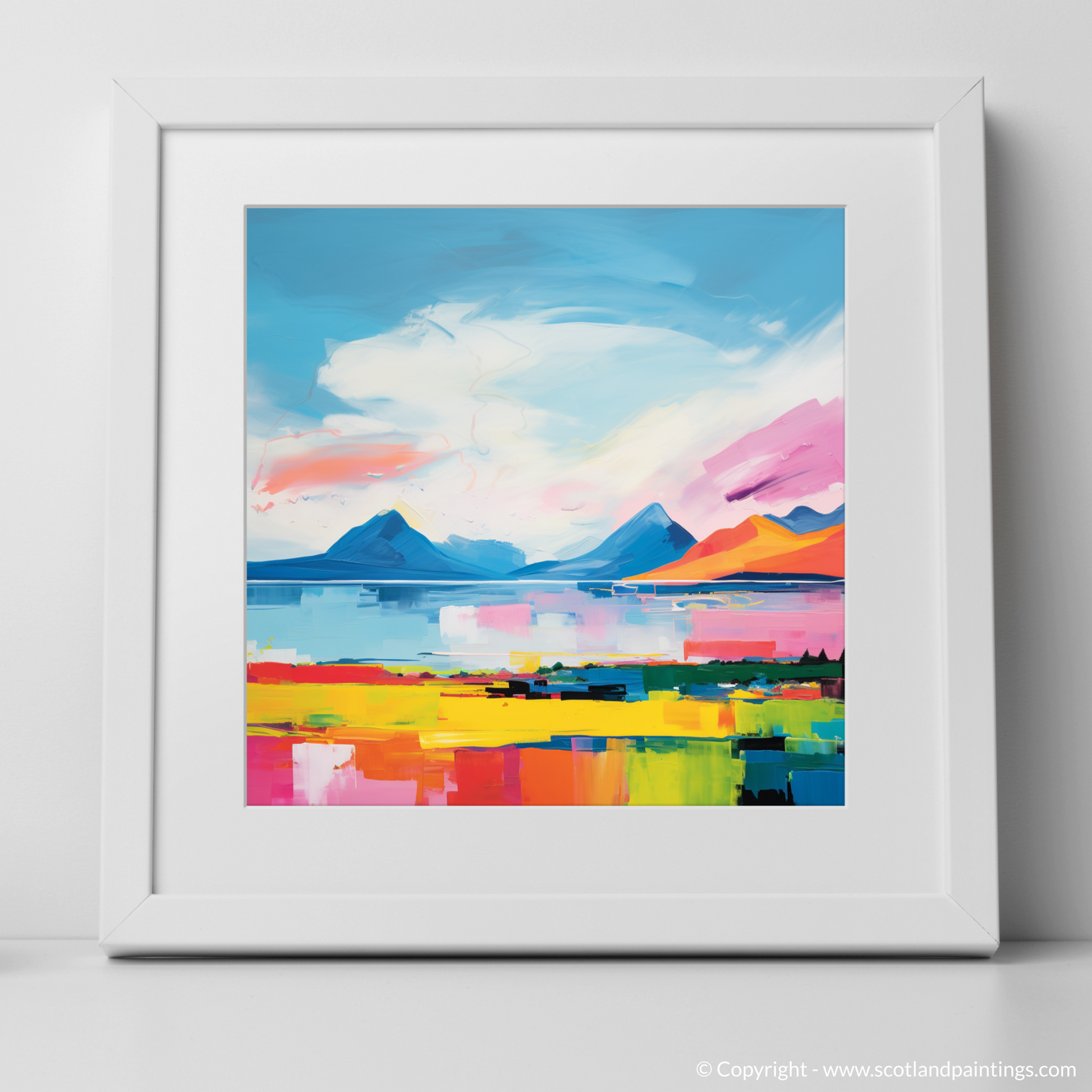 Art Print of Isle of Arran, Firth of Clyde in summer with a white frame