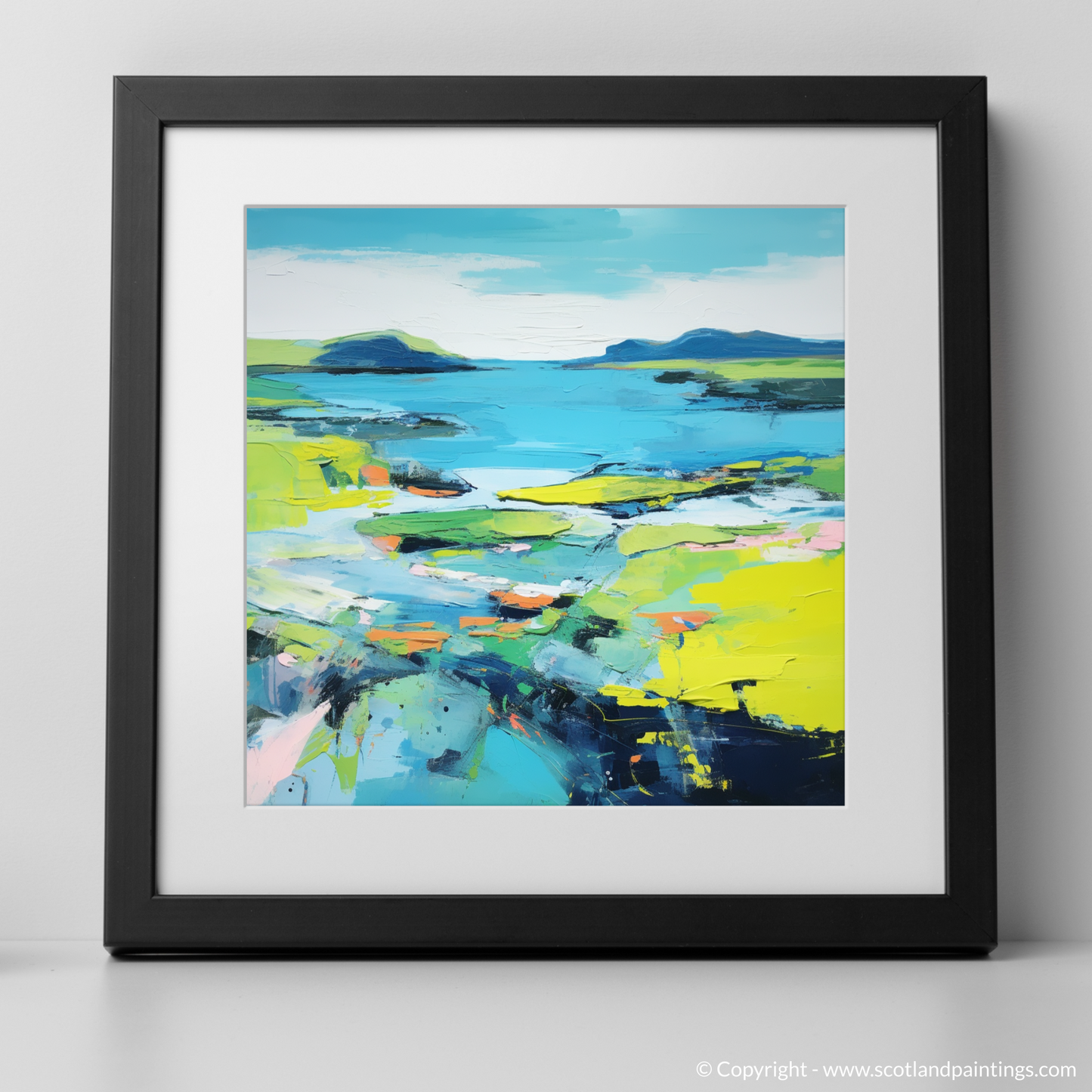 Art Print of Isle of Ulva, Inner Hebrides in summer with a black frame