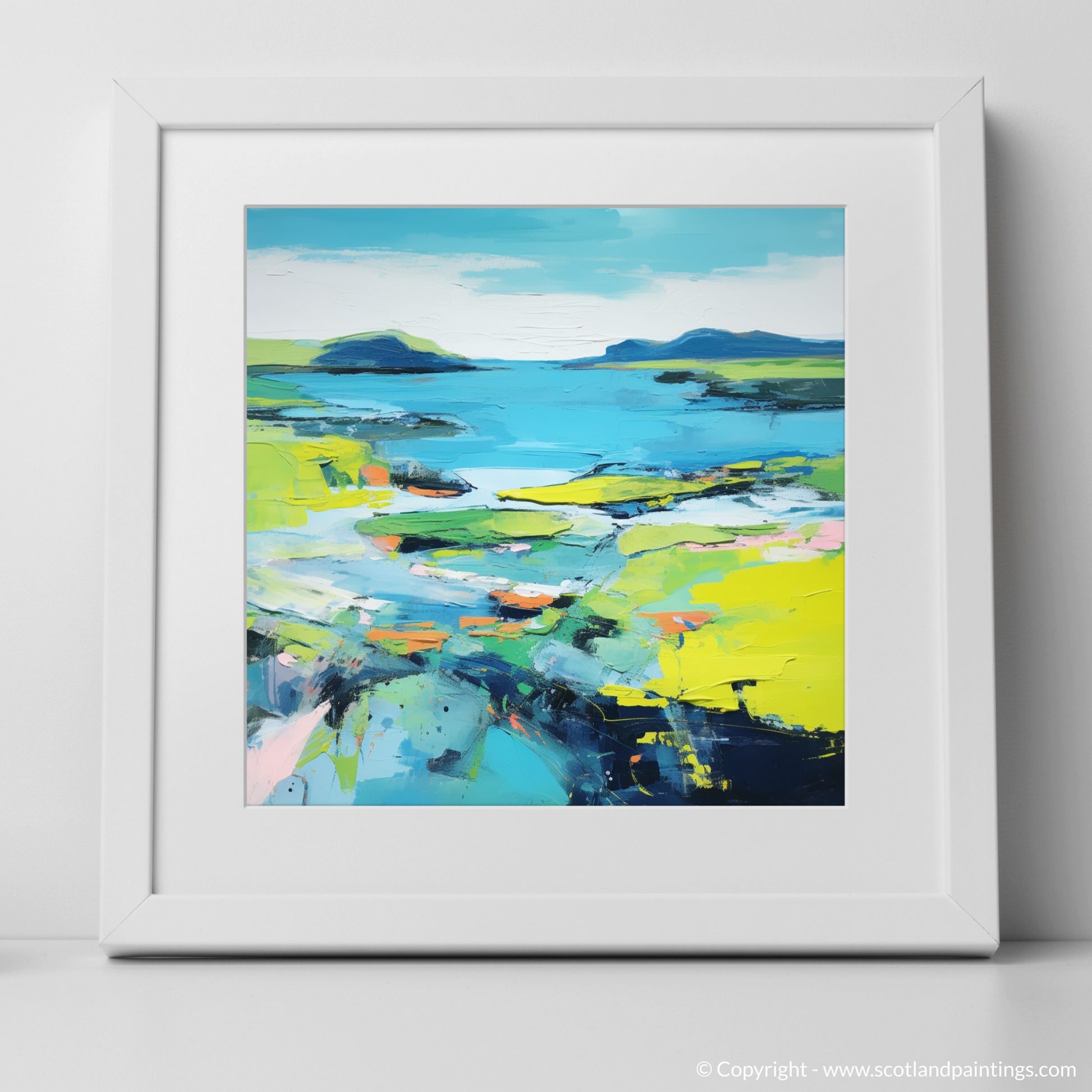 Art Print of Isle of Ulva, Inner Hebrides in summer with a white frame