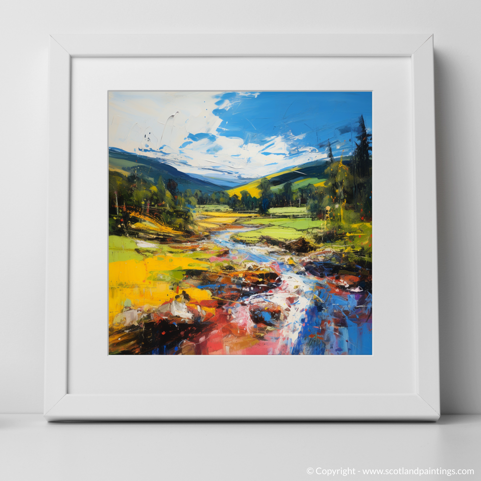 Art Print of Glen Tilt, Perthshire in summer with a white frame