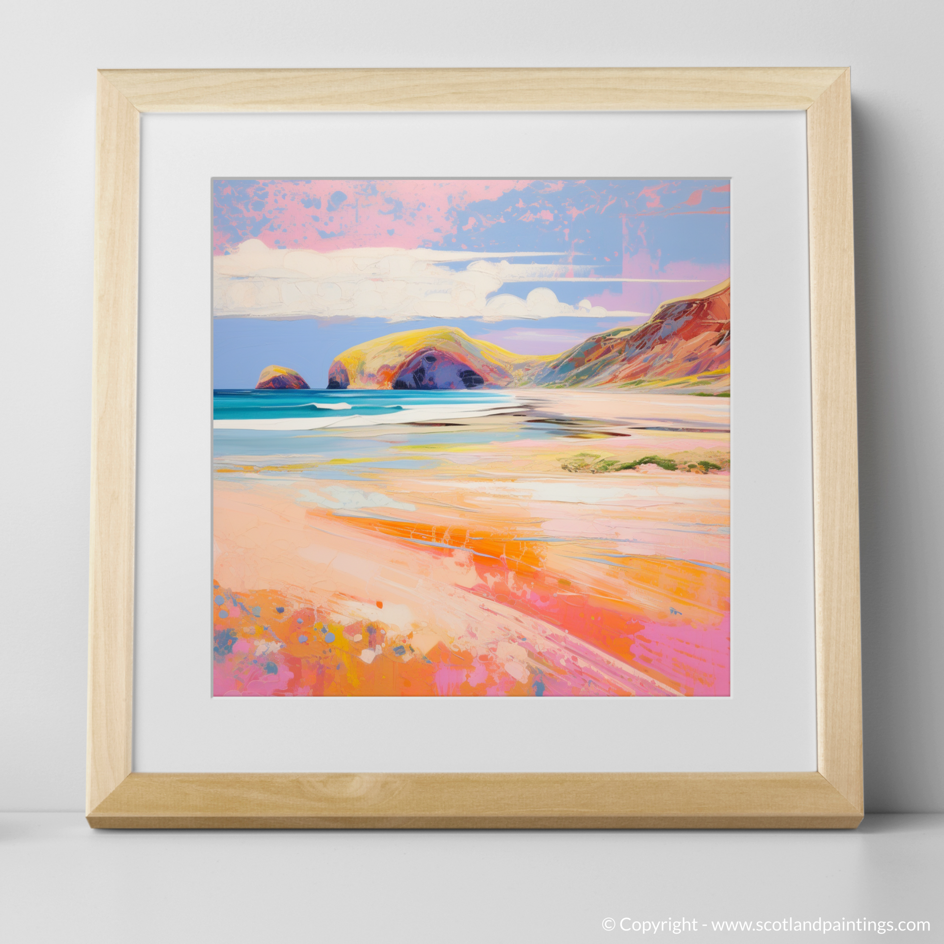 Art Print of Sandwood Bay, Sutherland in summer with a natural frame