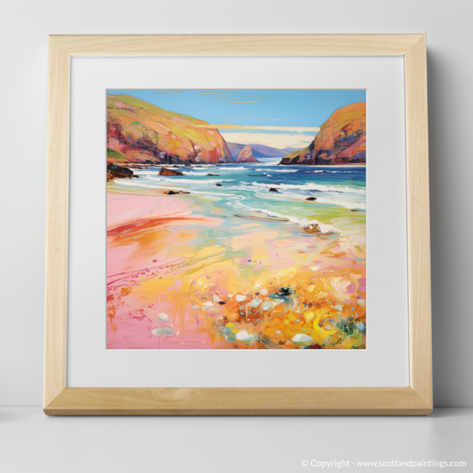 Art Print of Sandwood Bay, Sutherland in summer with a natural frame