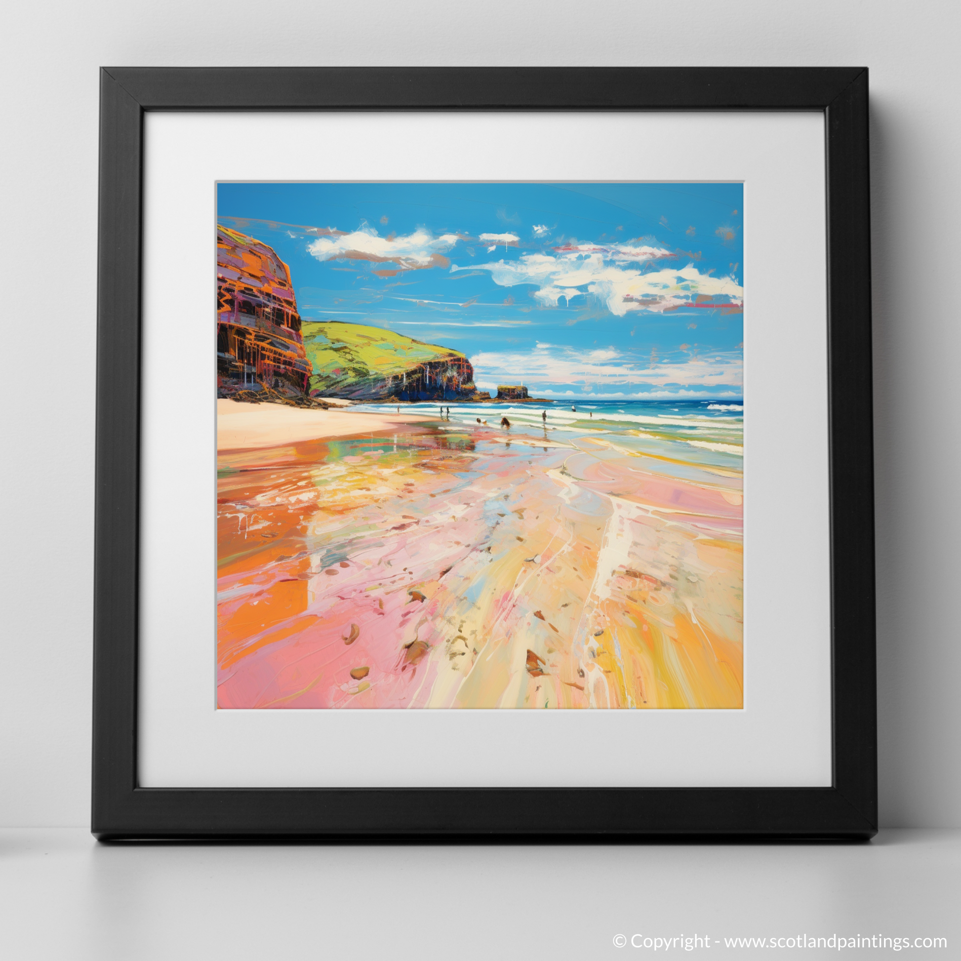 Art Print of Sandwood Bay, Sutherland in summer with a black frame