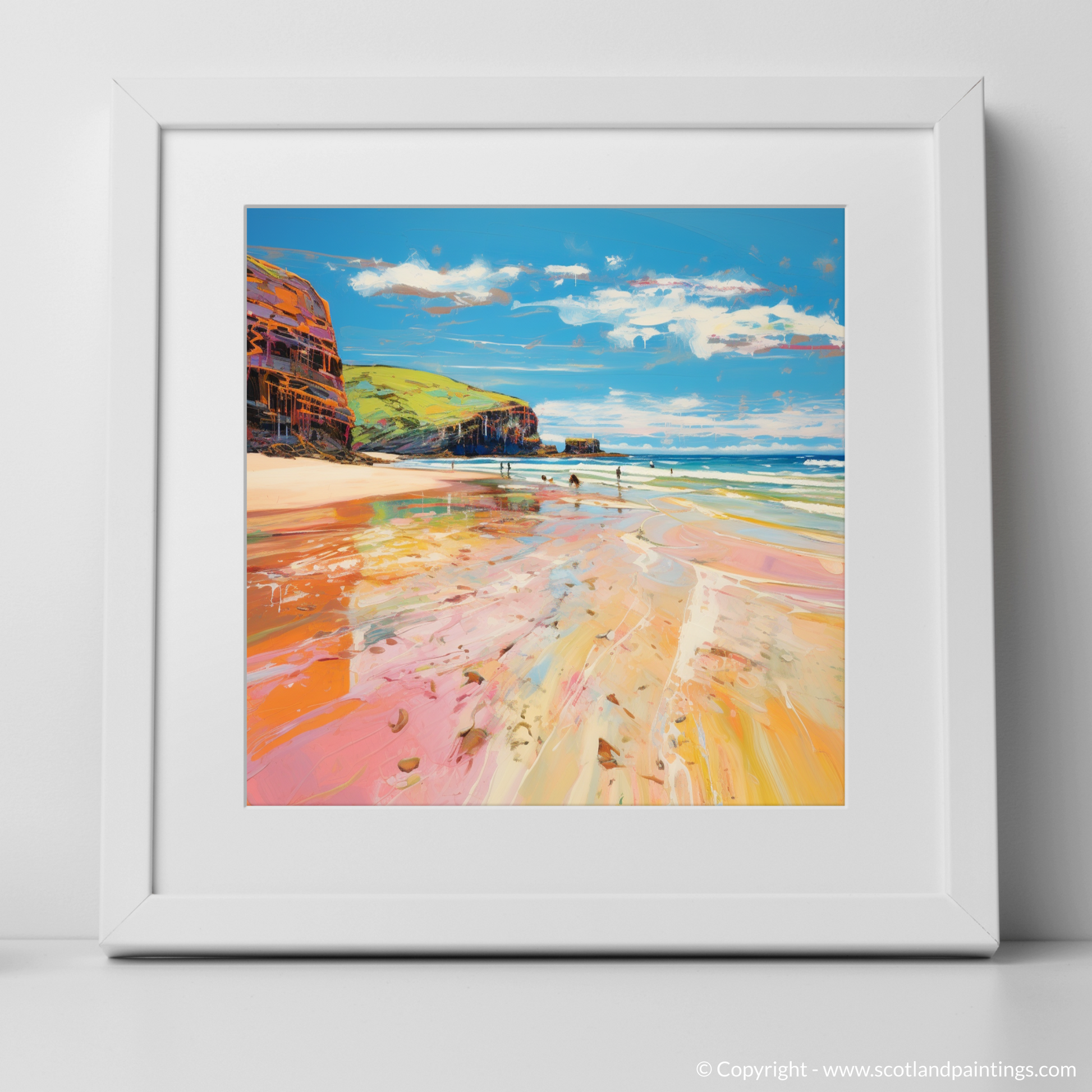 Art Print of Sandwood Bay, Sutherland in summer with a white frame