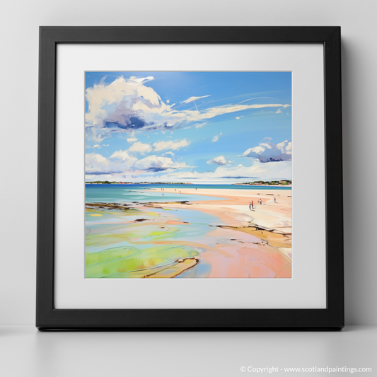 Art Print of Longniddry Beach, East Lothian in summer with a black frame