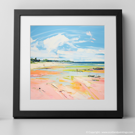 Art Print of Longniddry Beach, East Lothian in summer with a black frame