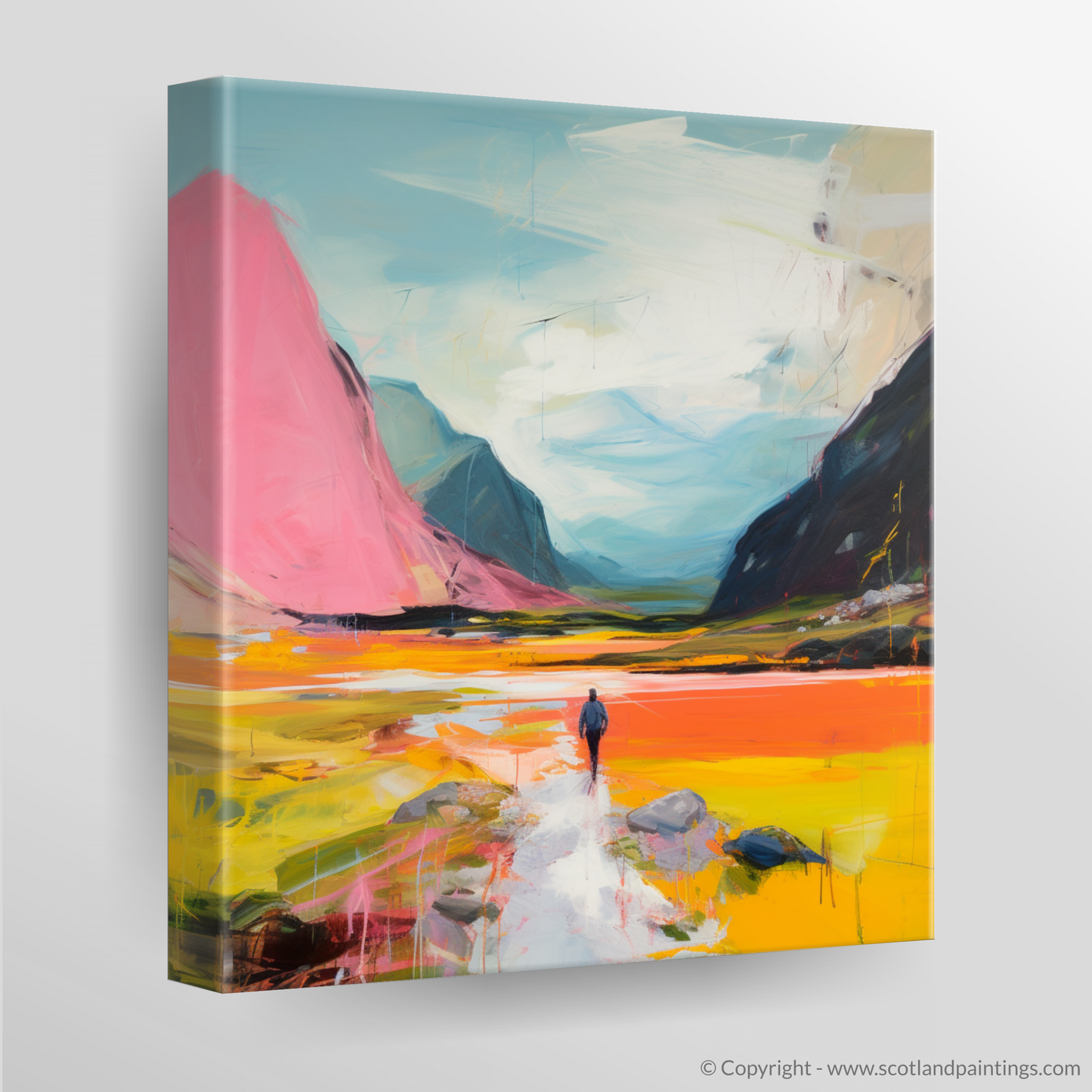 Canvas Print of Lone hiker in Glencoe during summer