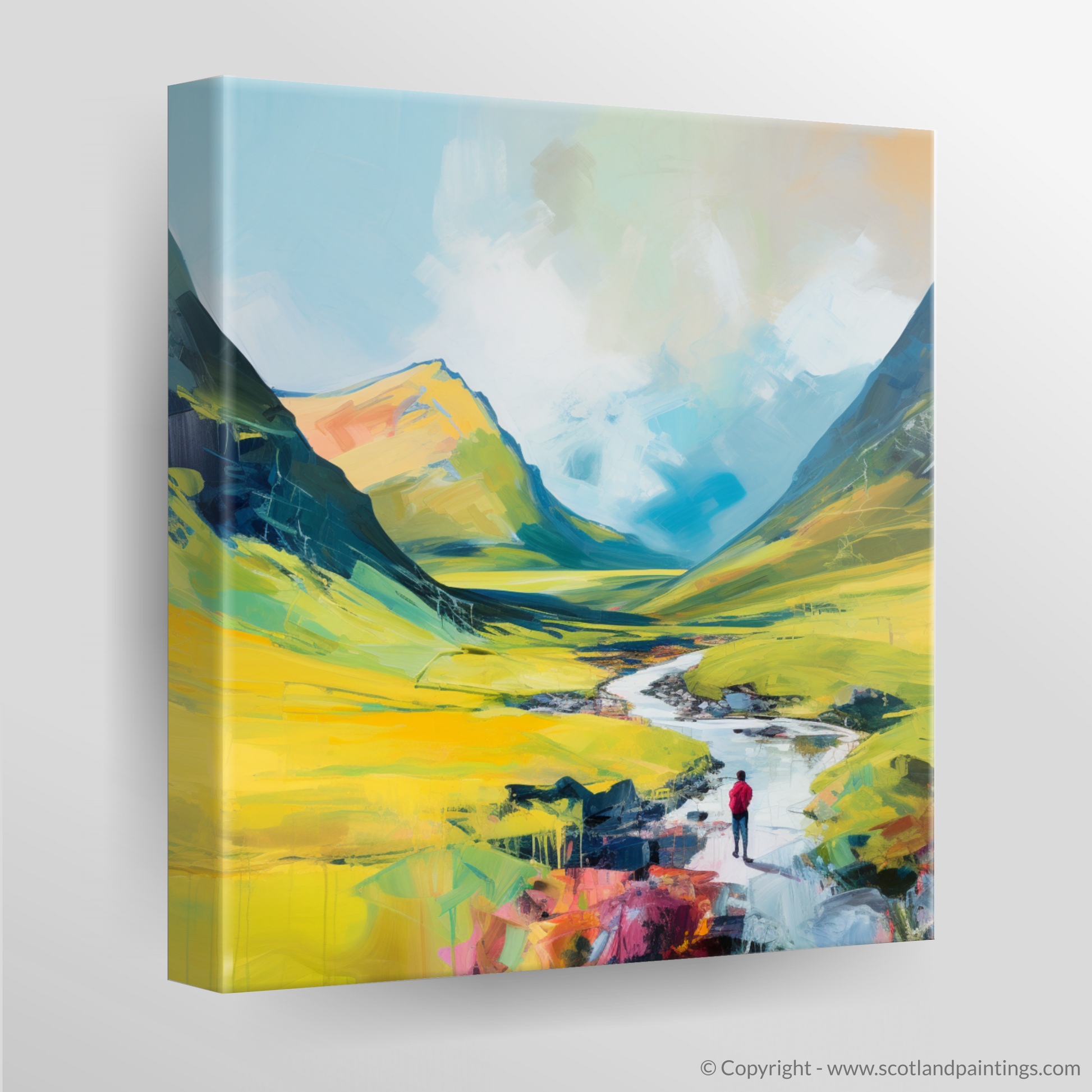 Canvas Print of Lone hiker in Glencoe during summer