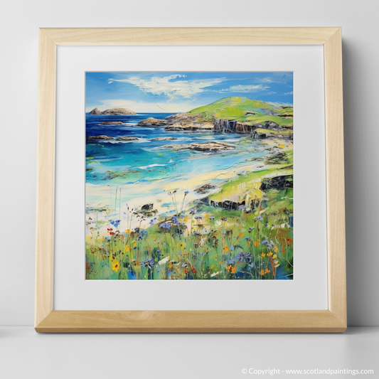 Art Print of Calgary Bay, Isle of Mull in summer with a natural frame