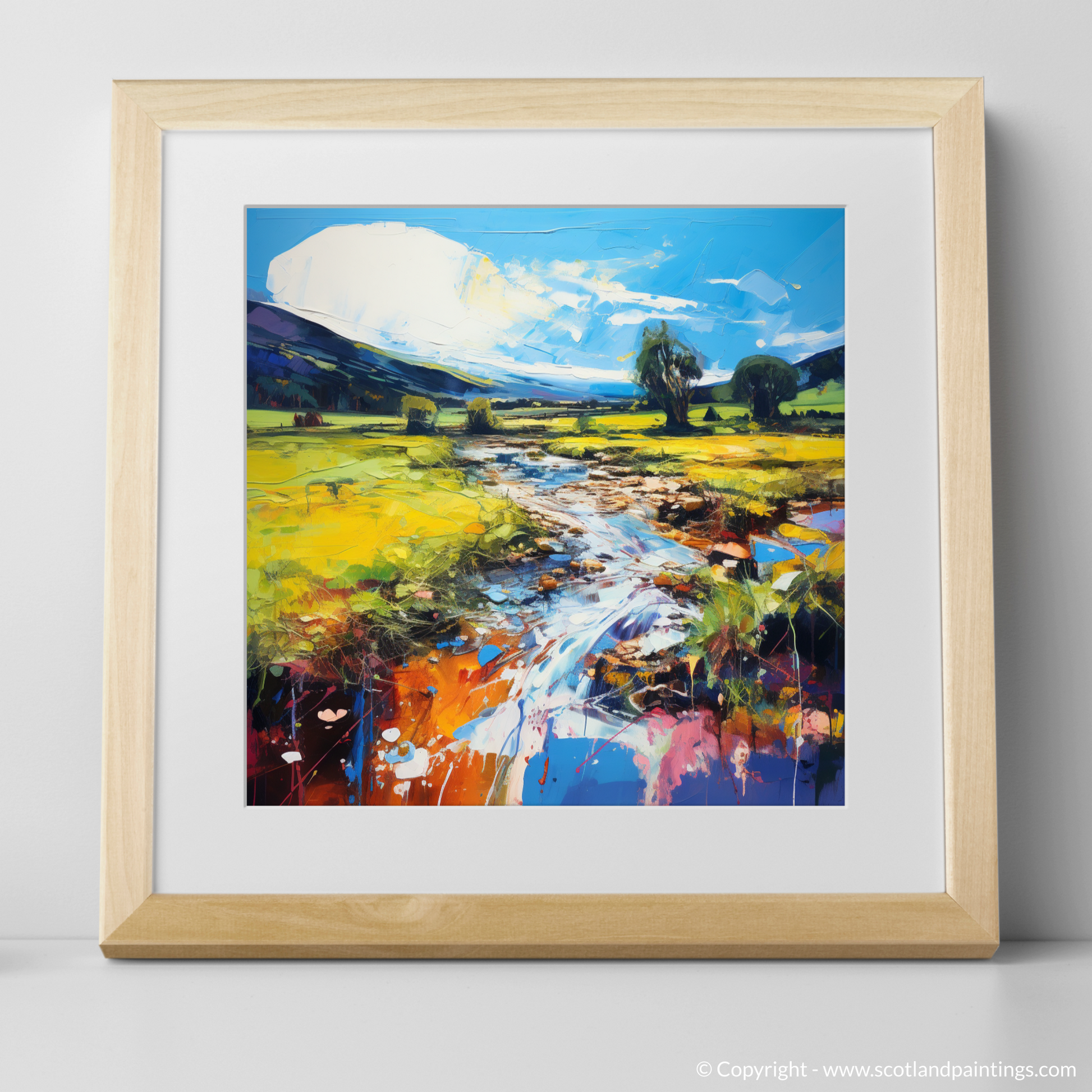 Art Print of Glen Esk, Angus in summer with a natural frame