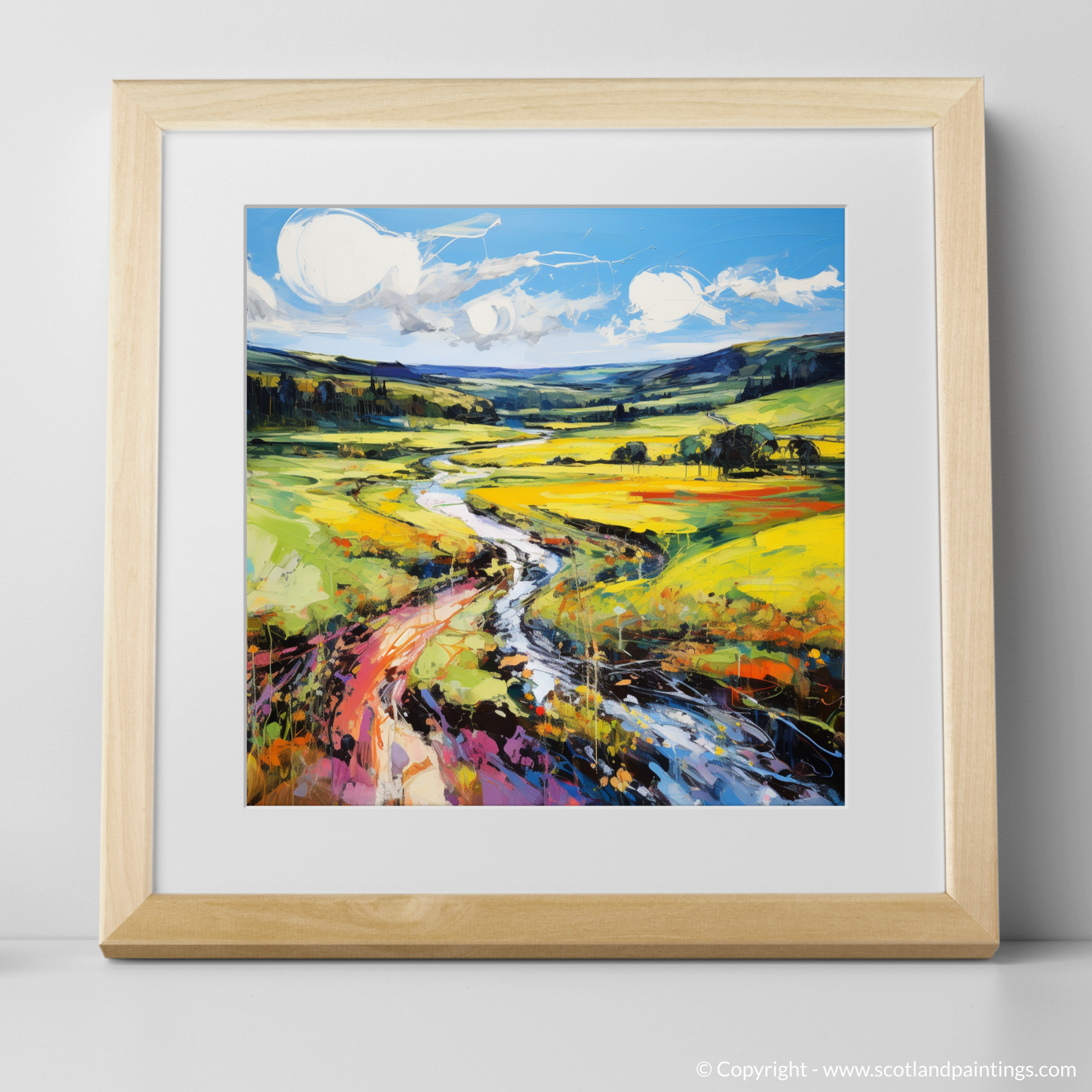 Art Print of Glen Esk, Angus in summer with a natural frame