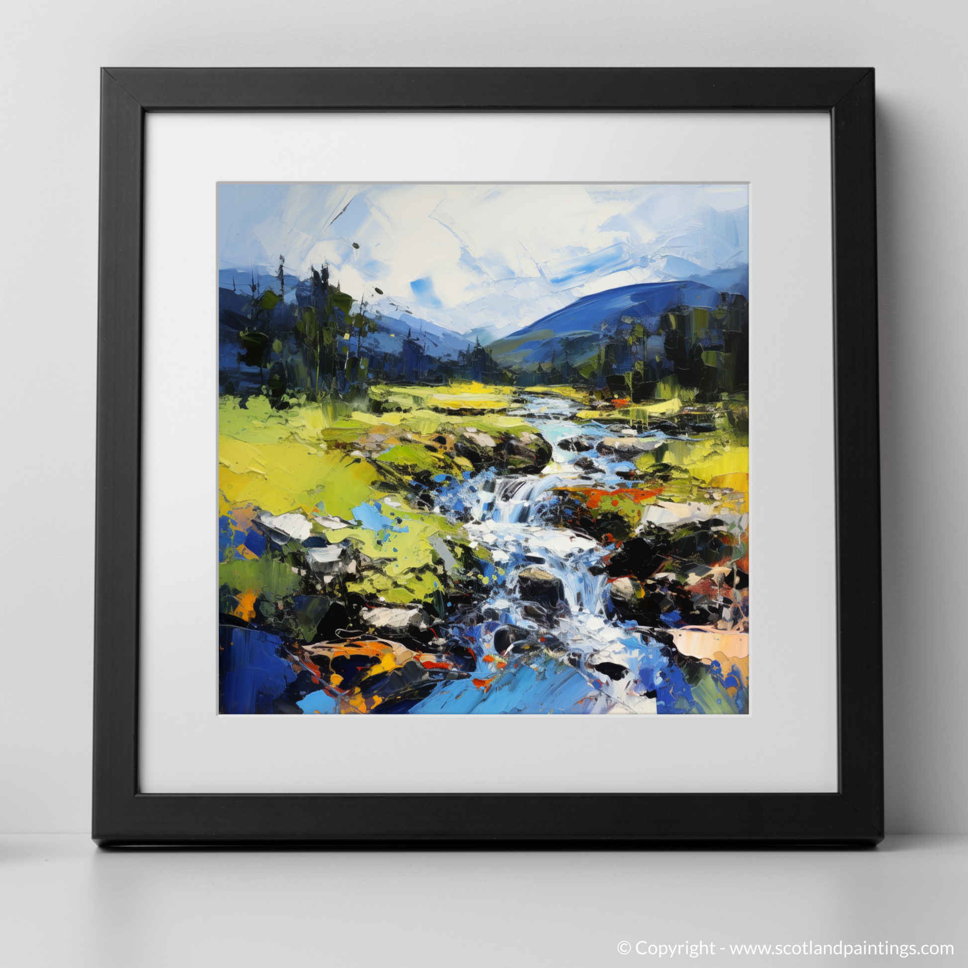 Art Print of Glen Esk, Angus in summer with a black frame
