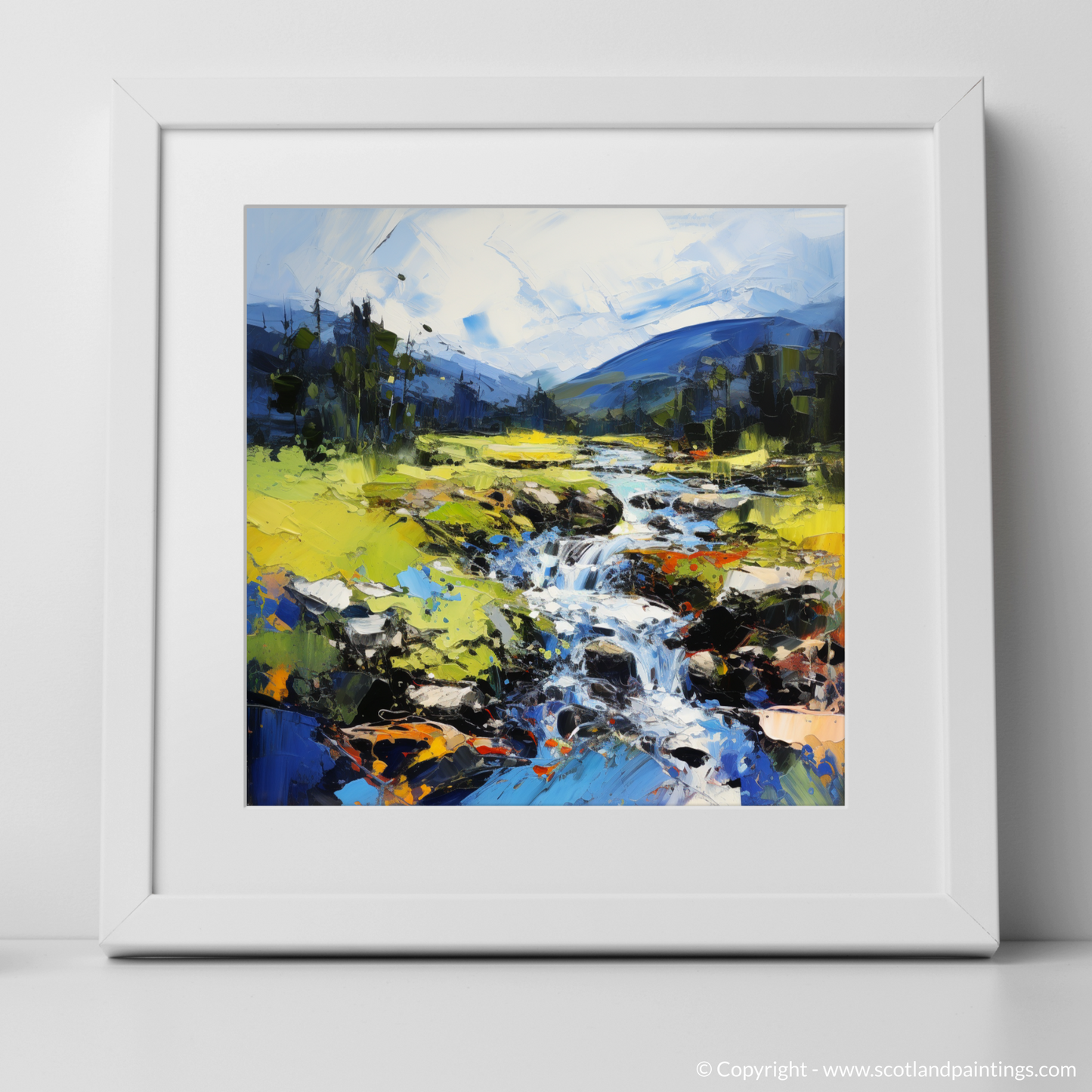 Art Print of Glen Esk, Angus in summer with a white frame