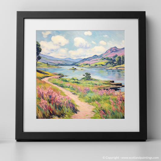 Art Print of Loch Doon, Ayrshire in summer with a black frame