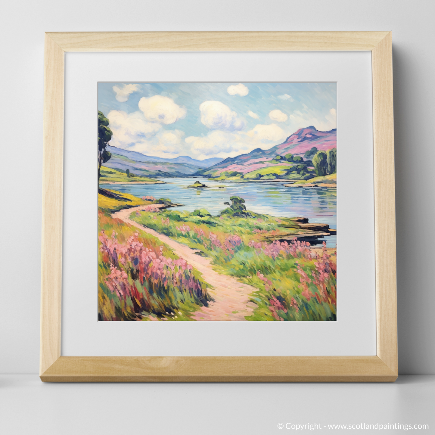 Art Print of Loch Doon, Ayrshire in summer with a natural frame