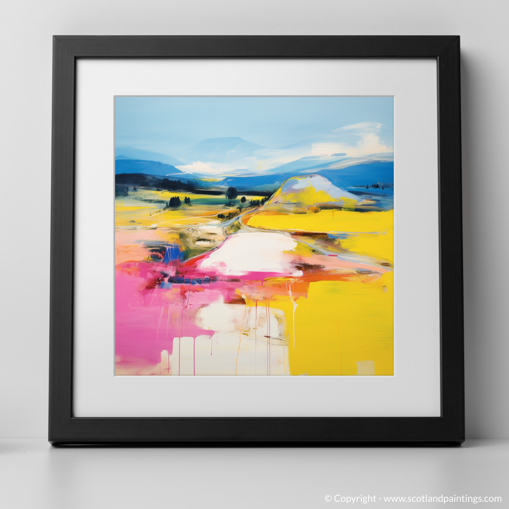 Art Print of Glenlivet, Moray in summer with a black frame