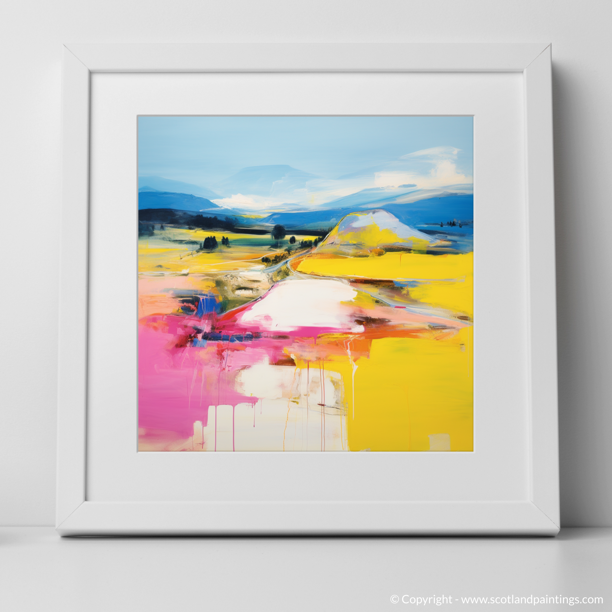 Art Print of Glenlivet, Moray in summer with a white frame