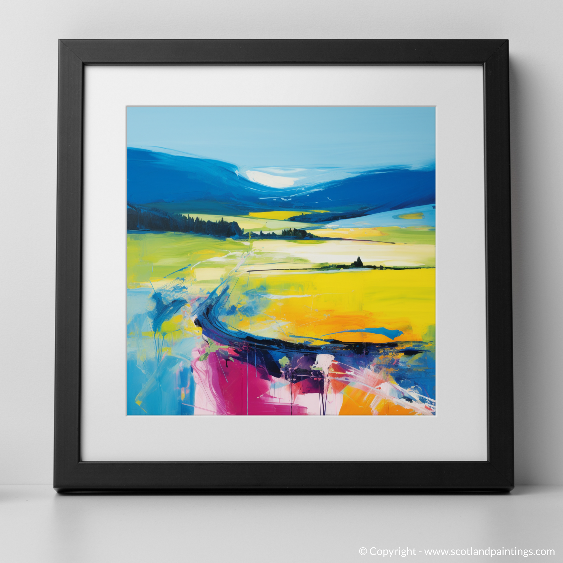 Art Print of Glenlivet, Moray in summer with a black frame