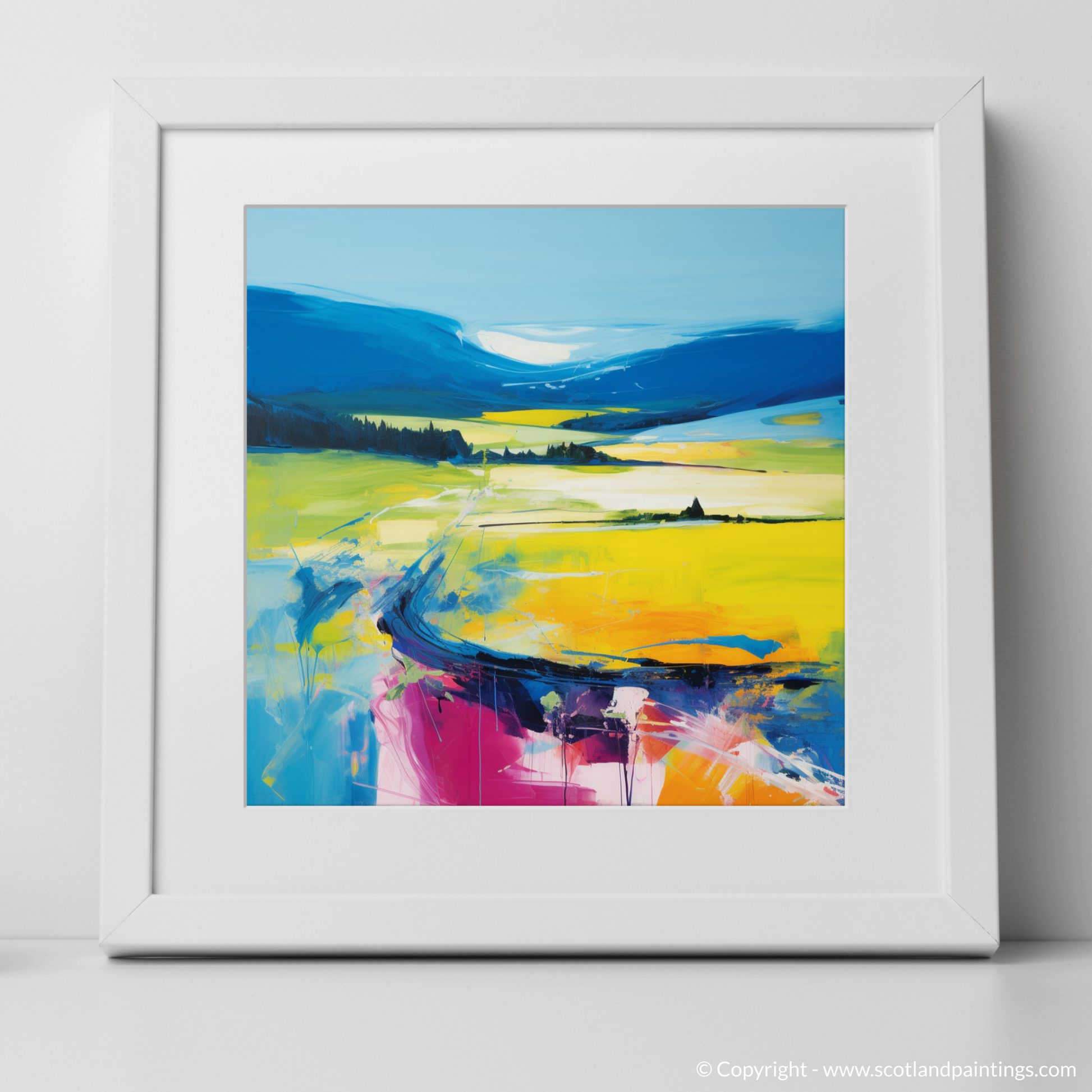 Art Print of Glenlivet, Moray in summer with a white frame