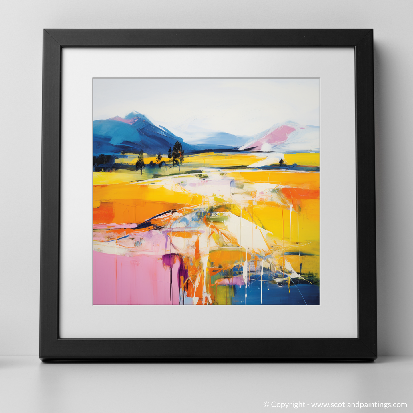 Art Print of Glenlivet, Moray in summer with a black frame