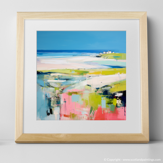 Art Print of St Cyrus Beach, Aberdeenshire in summer with a natural frame