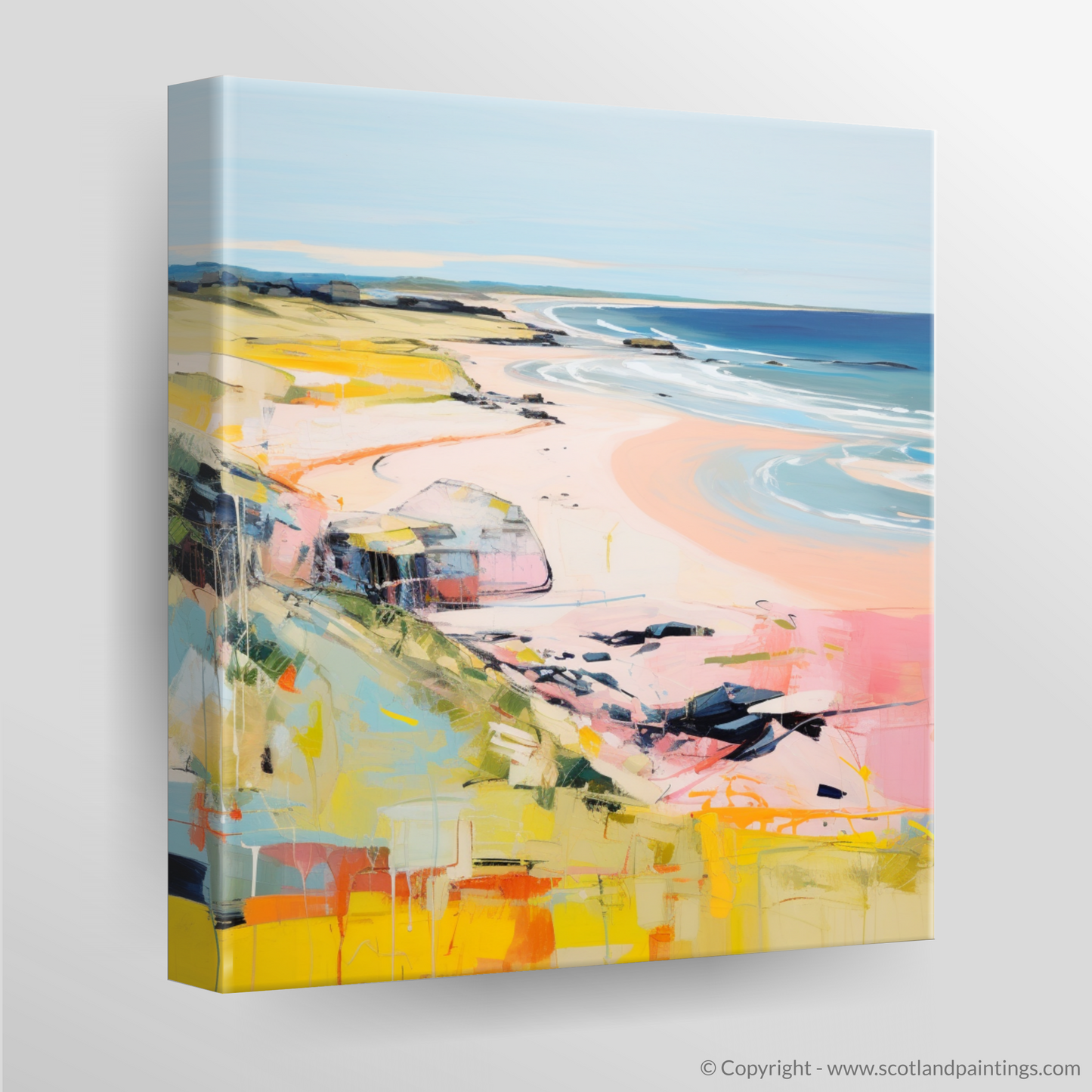 Canvas Print of St Cyrus Beach, Aberdeenshire in summer