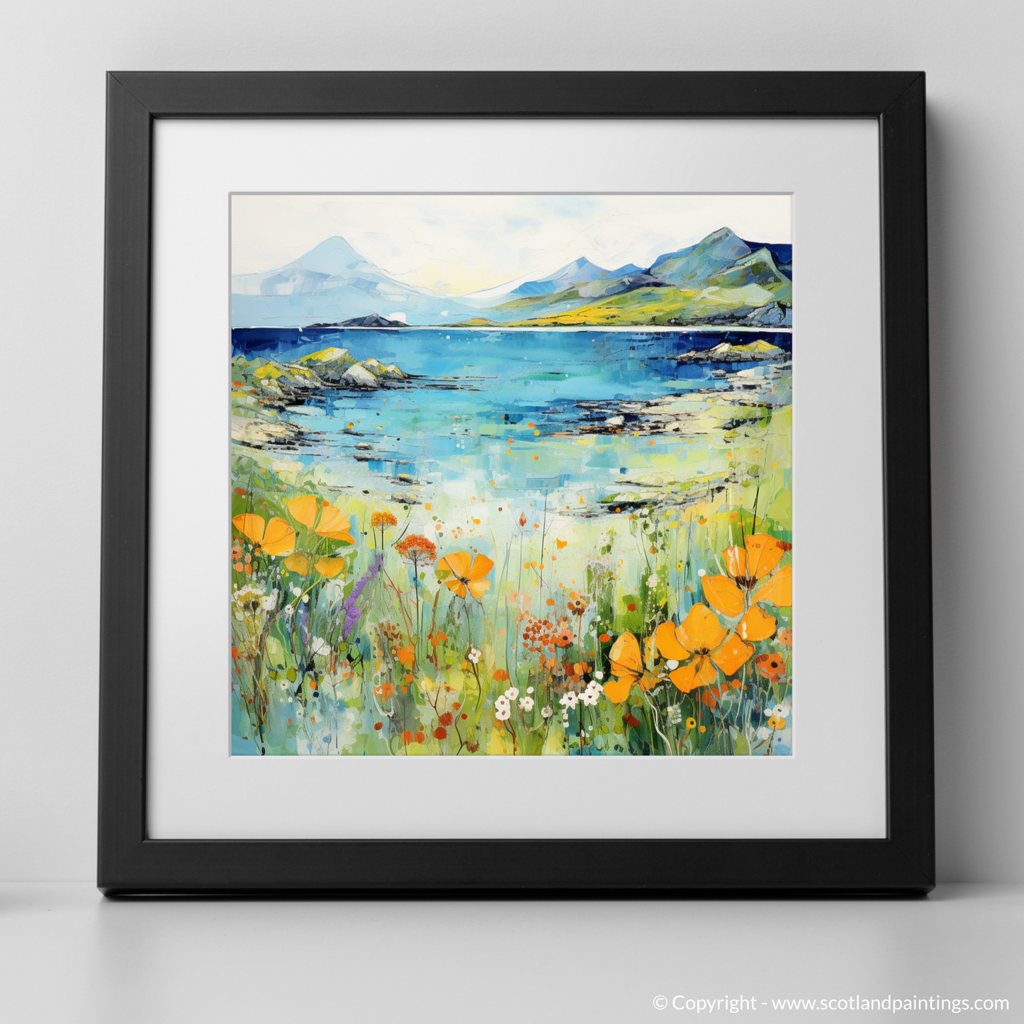 Art Print of Isle of Raasay, Inner Hebrides in summer with a black frame