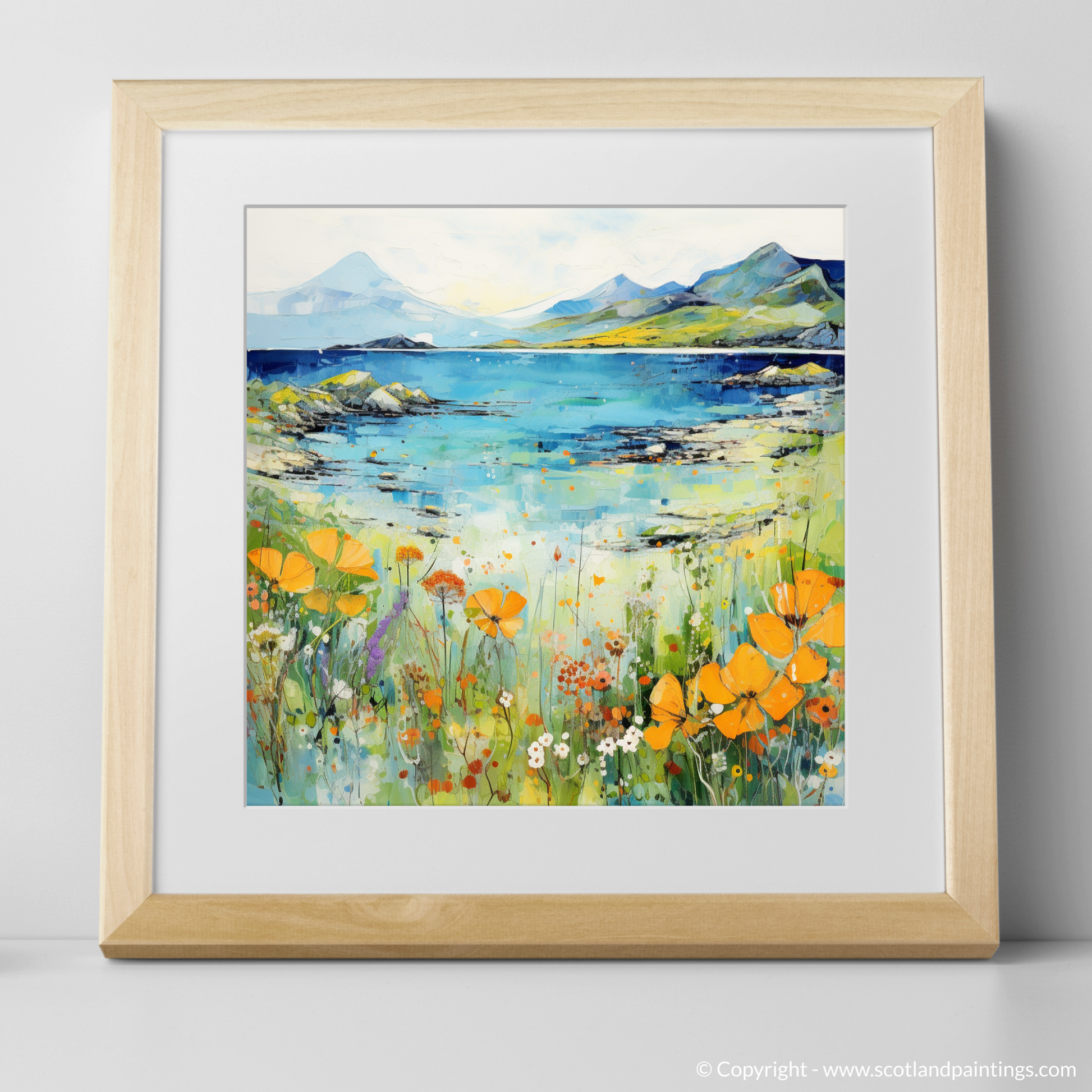 Art Print of Isle of Raasay, Inner Hebrides in summer with a natural frame