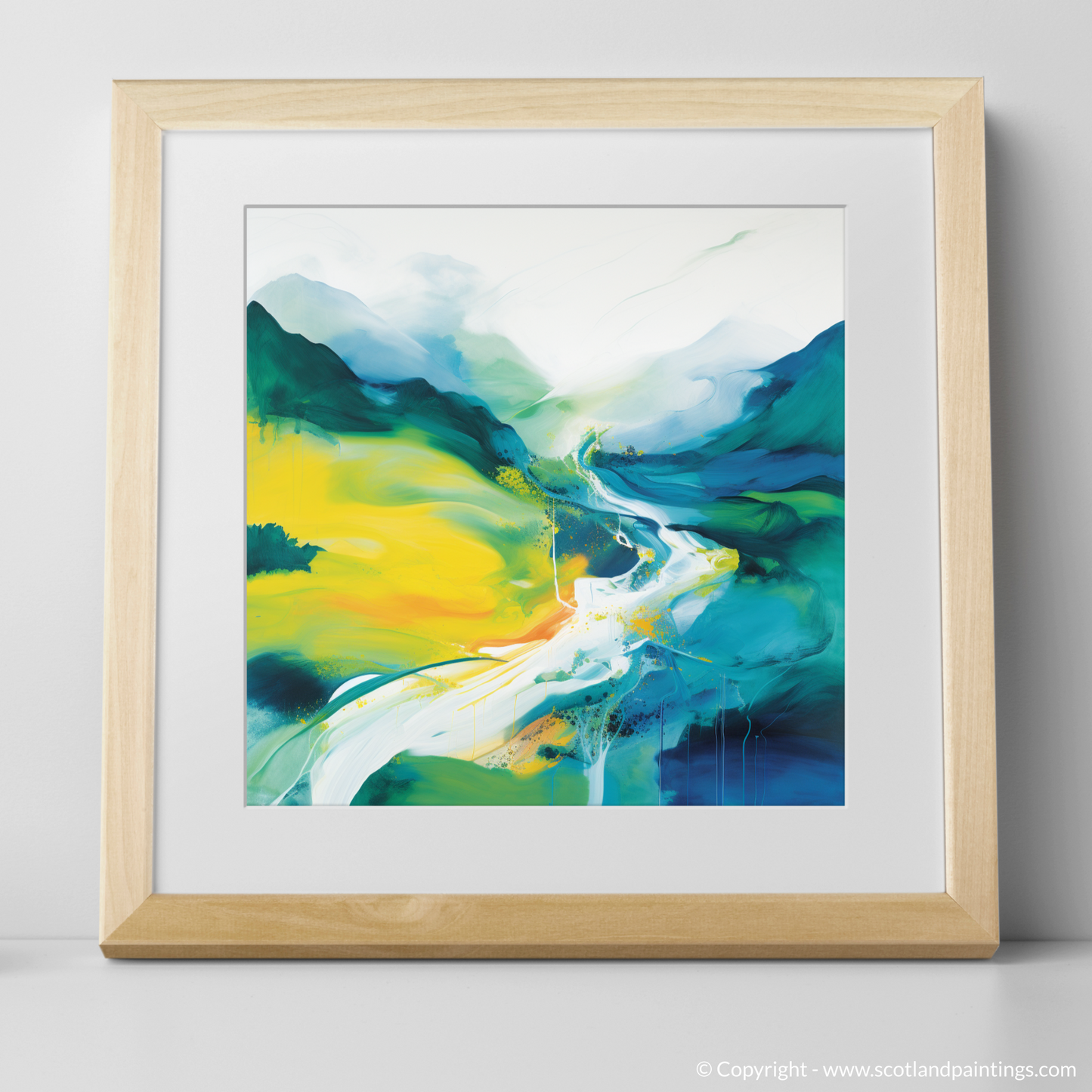 Art Print of River Garry, Highlands in summer with a natural frame