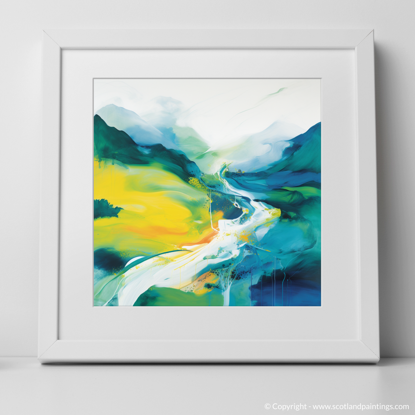 Art Print of River Garry, Highlands in summer with a white frame